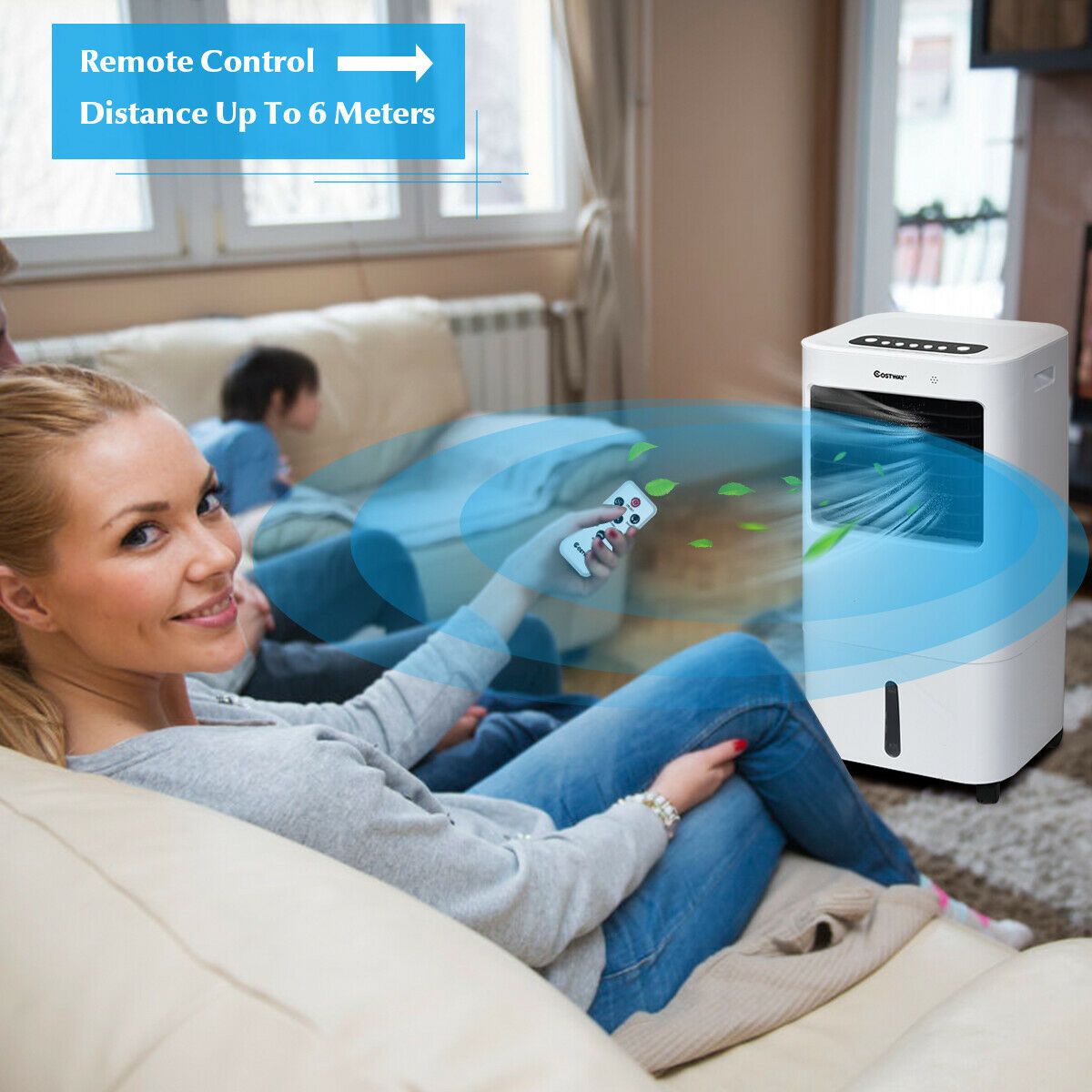 Costway evaporative air cooler with remote control and ice blocks