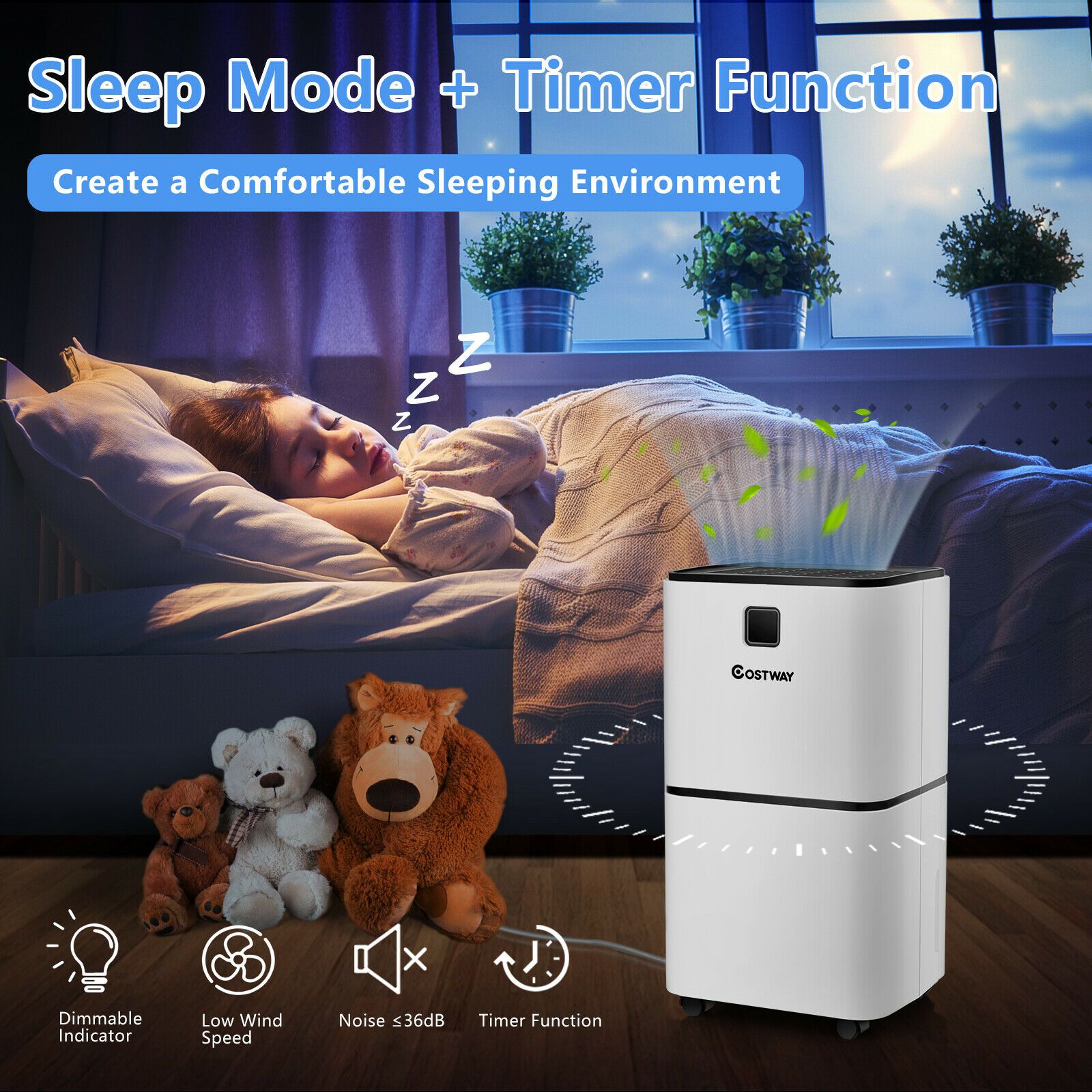 12L Ultra-quiet, Portable, Electric Dehumidifier with 3 Modes — image 6