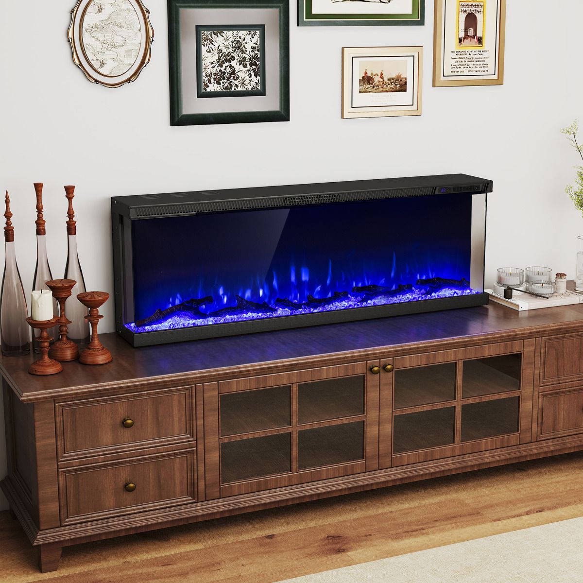 3 Sided Electric Fireplace 50 inch Recessed/Wall-Mounted/Freestanding Fire Place Heater — image 1