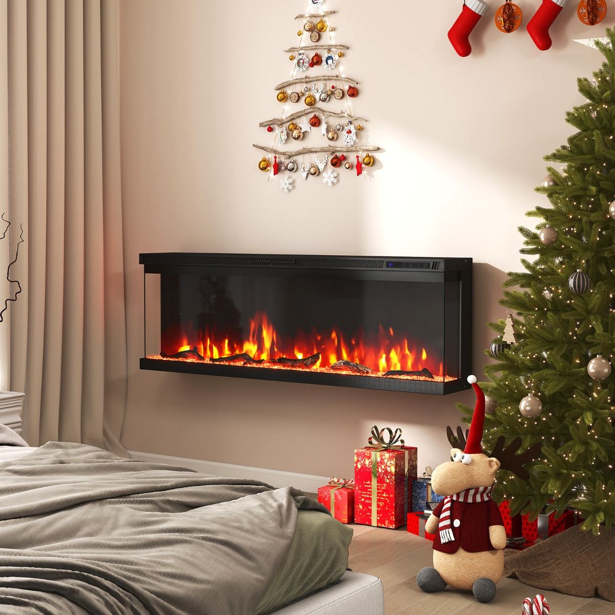 3 Sided Electric Fireplace 50 inch Recessed/Wall-Mounted/Freestanding Fire Place Heater — image 2