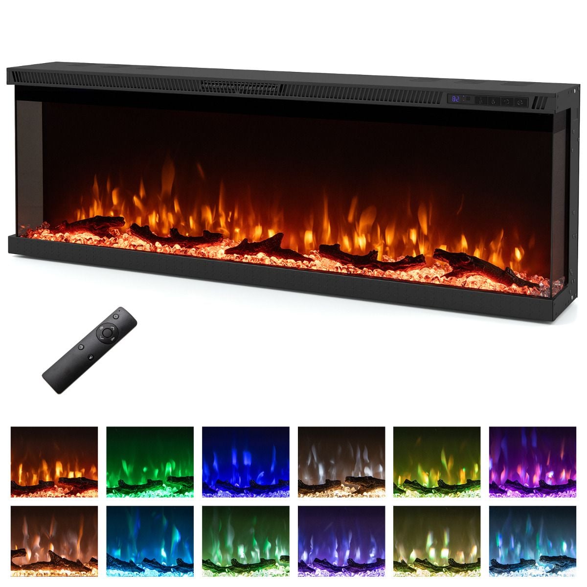 3 Sided Electric Fireplace 50 inch Recessed/Wall-Mounted/Freestanding Fire Place Heater — image 3