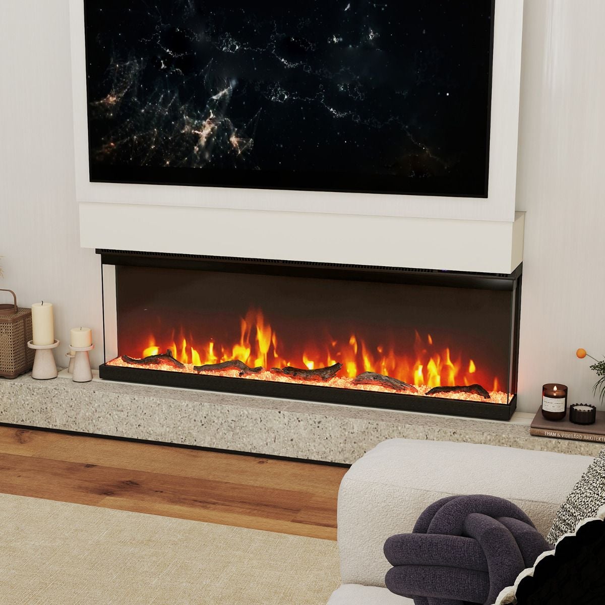 3 Sided Electric Fireplace 50 inch Recessed/Wall-Mounted/Freestanding Fire Place Heater — image 6