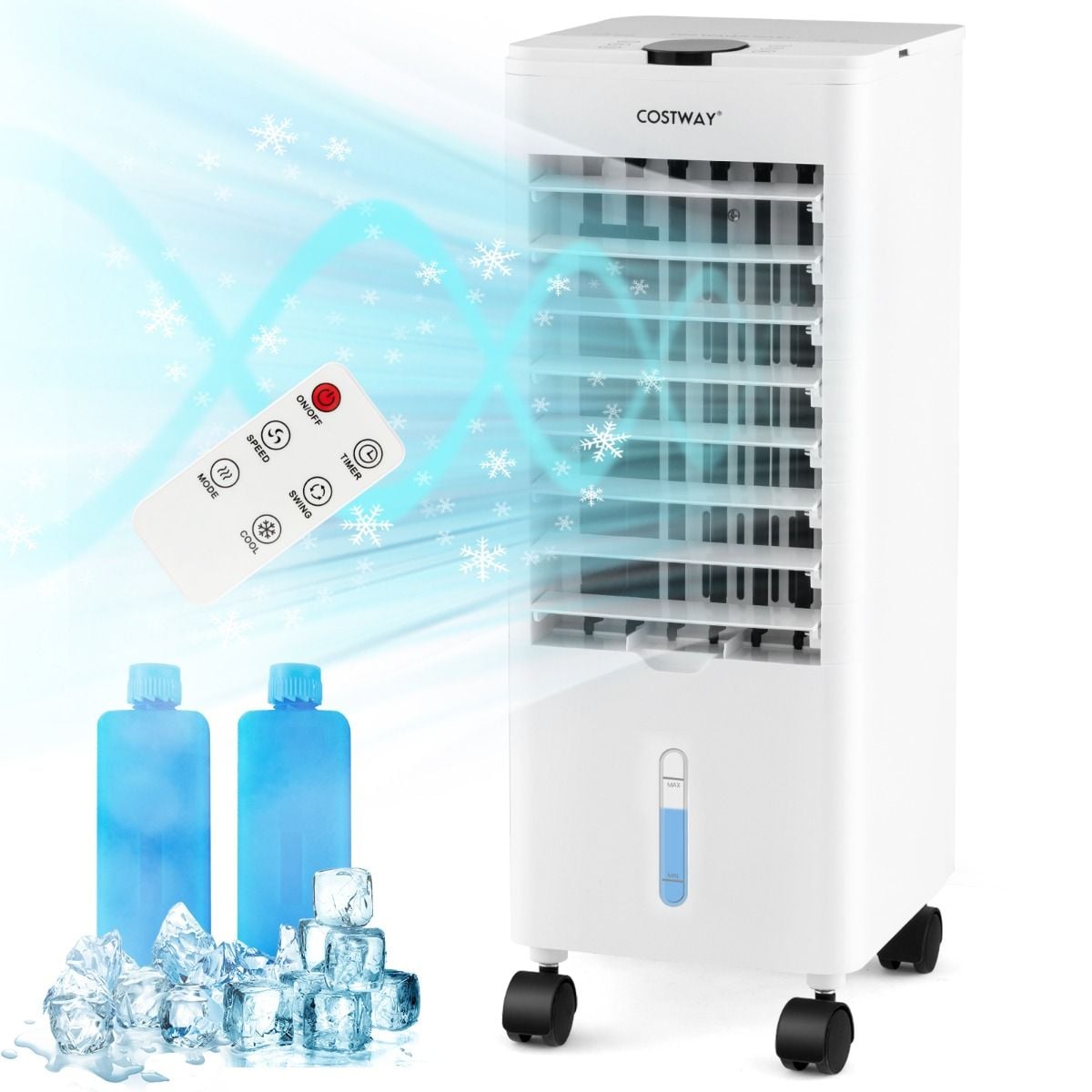 Costway 3-in-1 air cooler with ice boxes and remote control