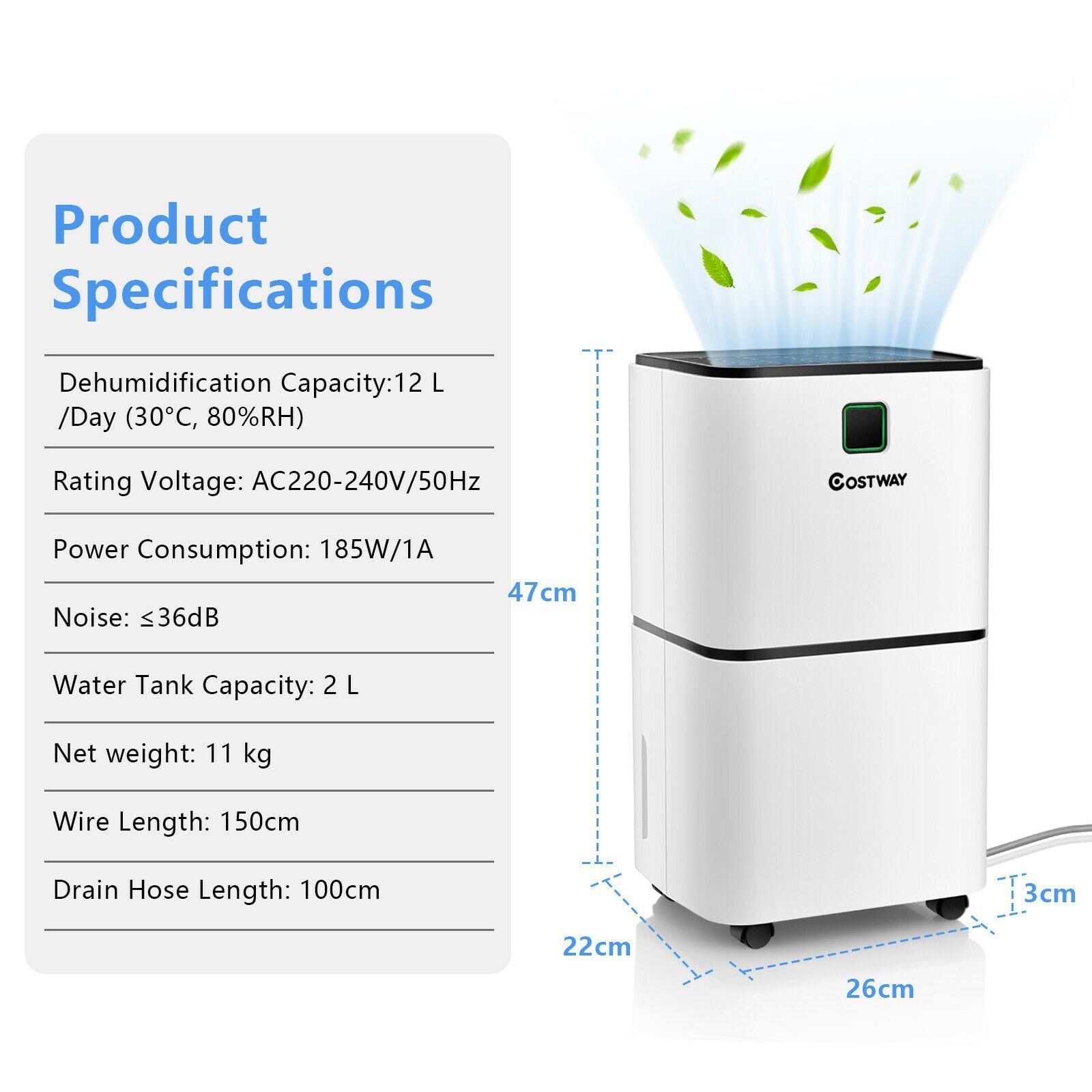 12L Ultra-quiet, Portable, Electric Dehumidifier with 3 Modes — image 4
