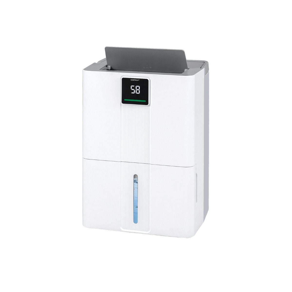 Costway 40L per day portable dehumidifier with 85 degree auto swing, white, front view