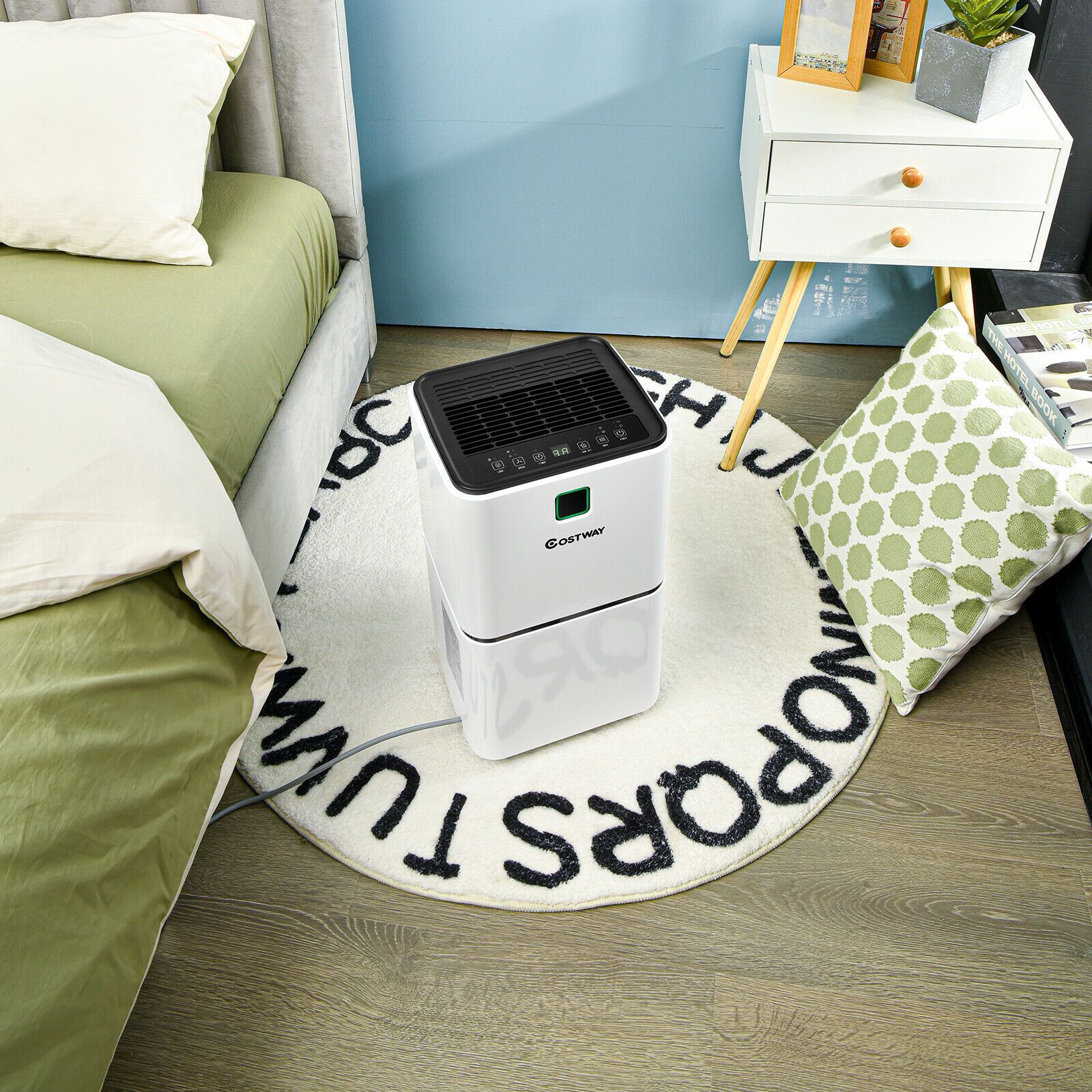 Costway 12L quiet dehumidifier washable filter and coloured humidity lights