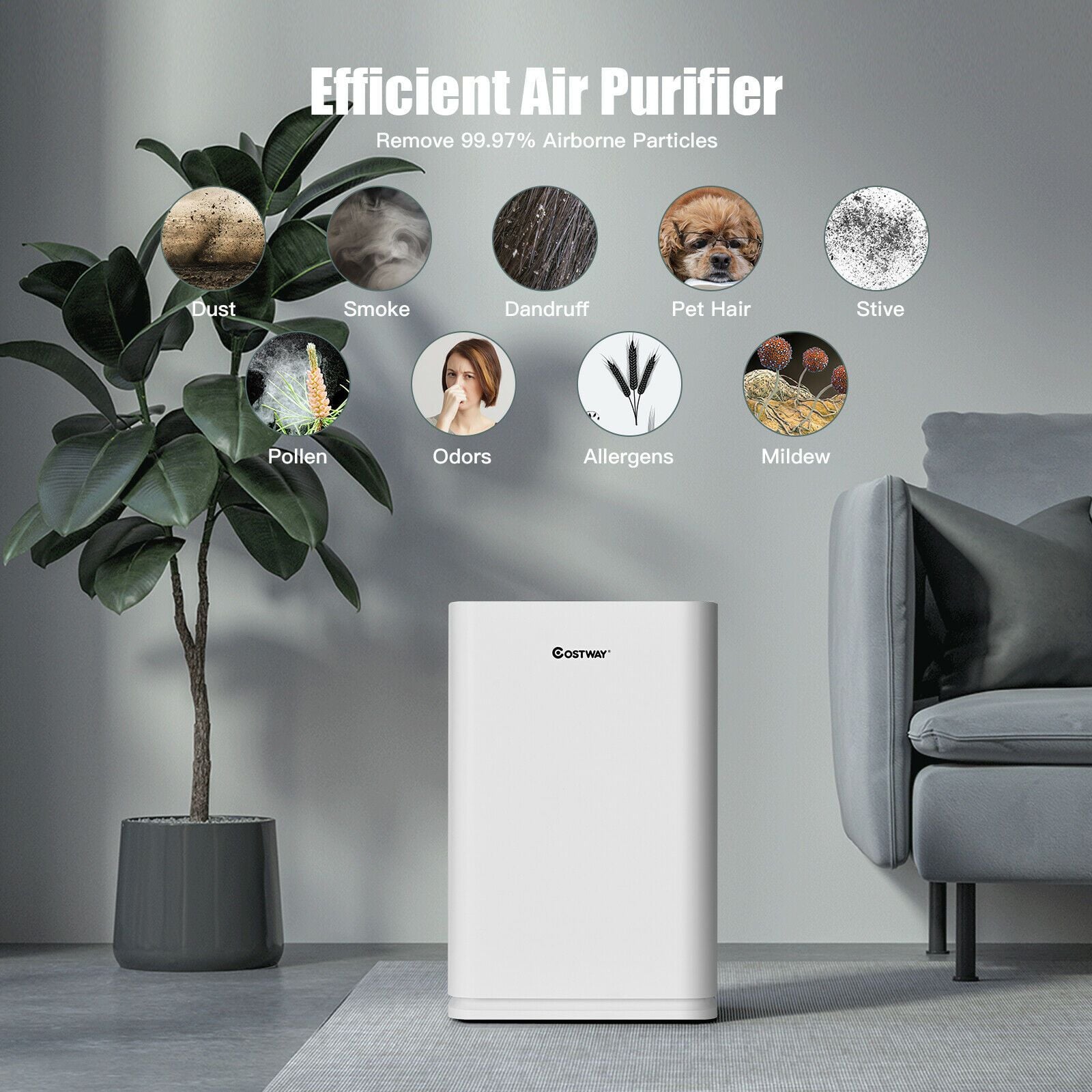 Costway air purifier touch control panel with child lock