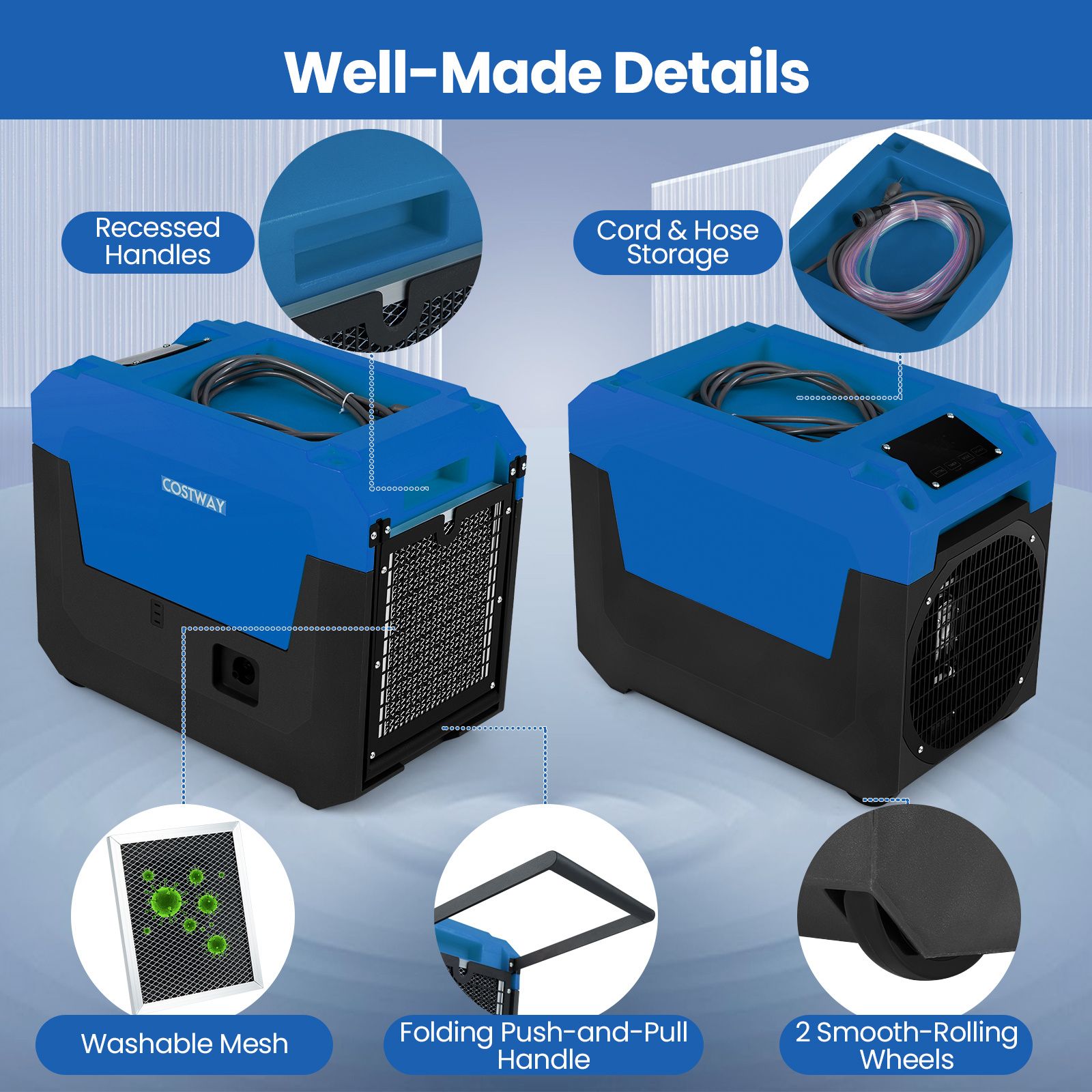60L/Day Commercial Dehumidifier with Pump Portable Industrial Dehumidifier — image 4