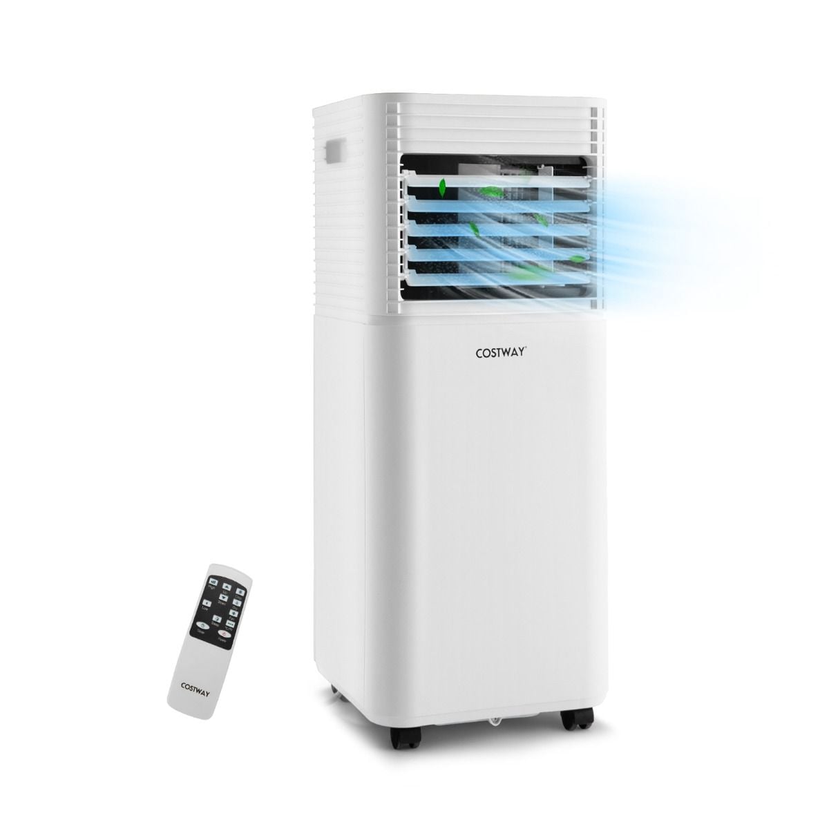 Costway 7000 BTU portable air conditioner, white and black, front view