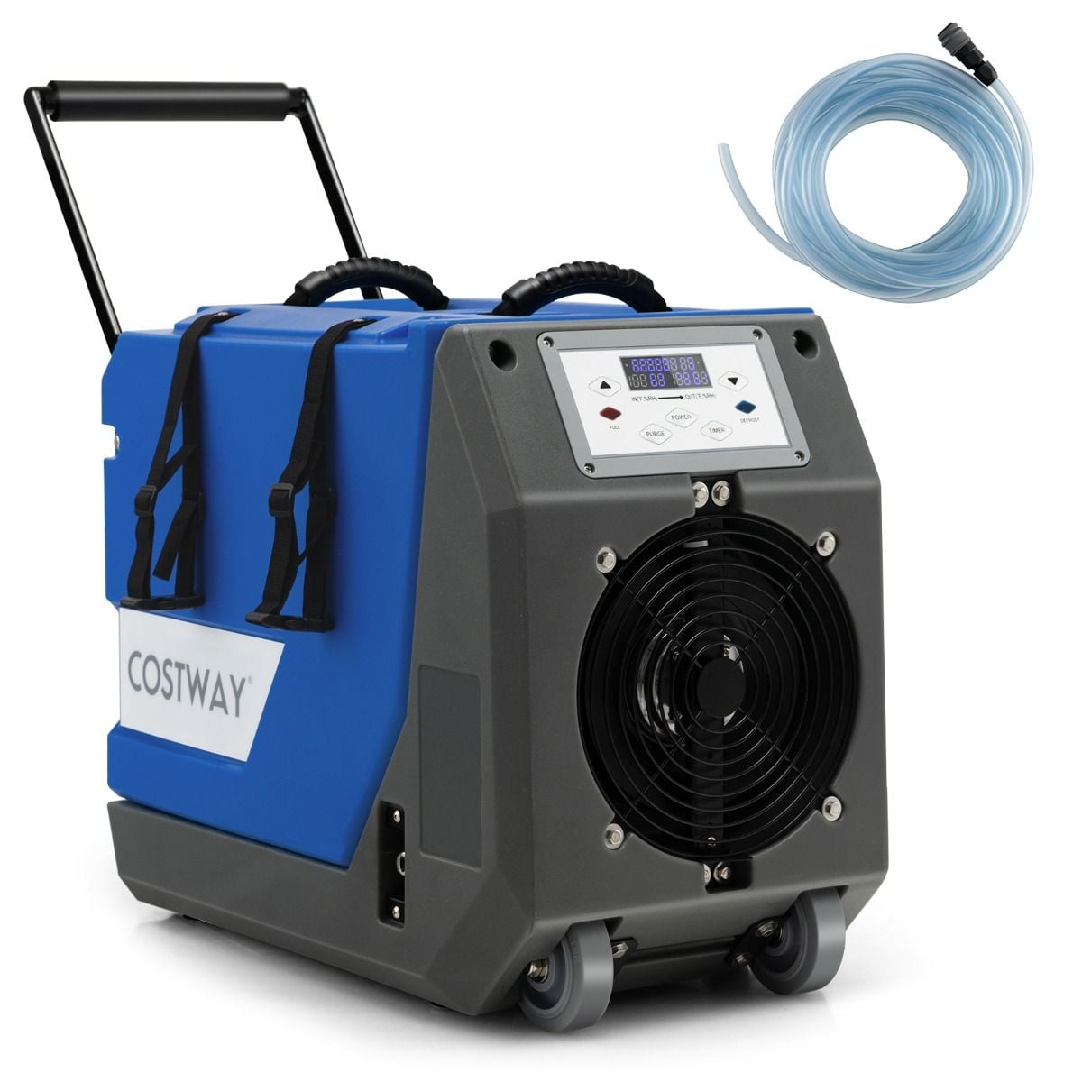 Costway 85 L/day commercial dehumidifier with pump and collapsible handle, front view