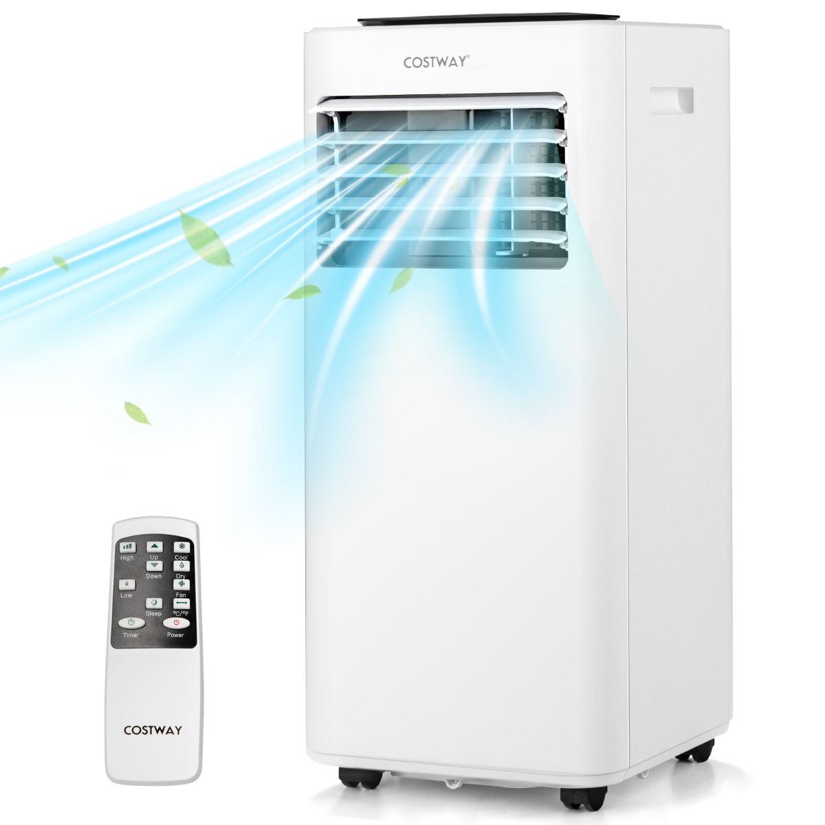 Costway 7000/9000 BTU 4-in-1 portable air conditioner, white, front view