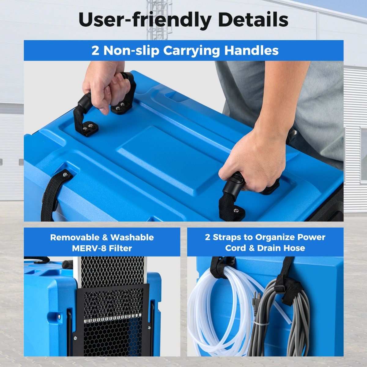 90L/Day Commercial Dehumidifier with Pump and 2 Wheels — image 6