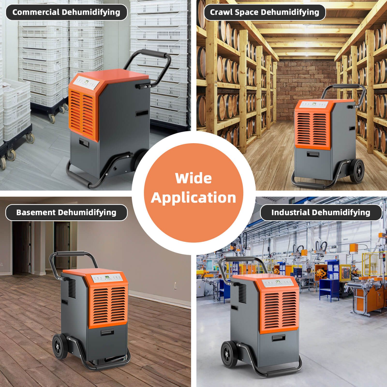 Costway 63L commercial dehumidifier digital display and drainage pipe