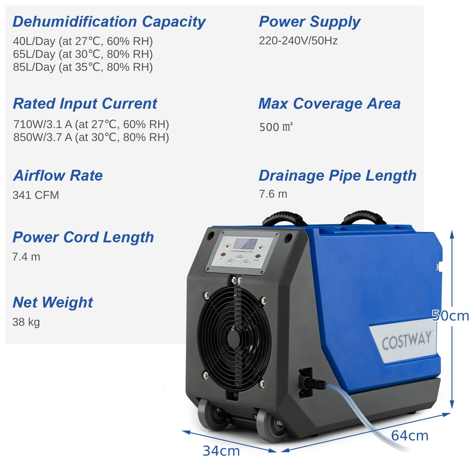Commercial Dehumidifier 85L/Day with Pump and 24H Timer — image 5