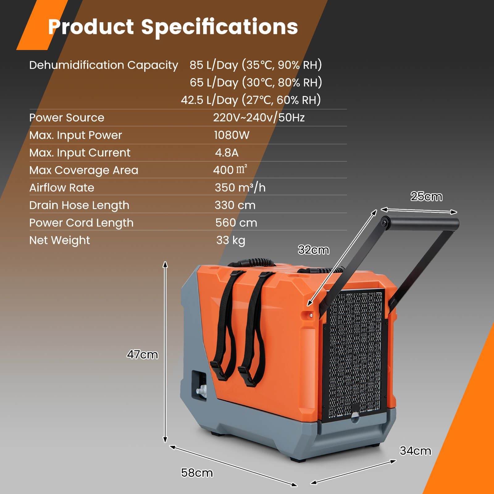 85 L/Day Commercial Dehumidifier with Auto Defrost — image 6