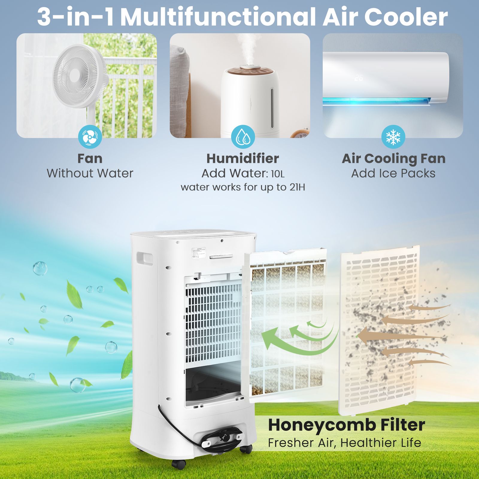 3-in-1 Evaporative Air Cooler with Fan and Humidifier — image 5