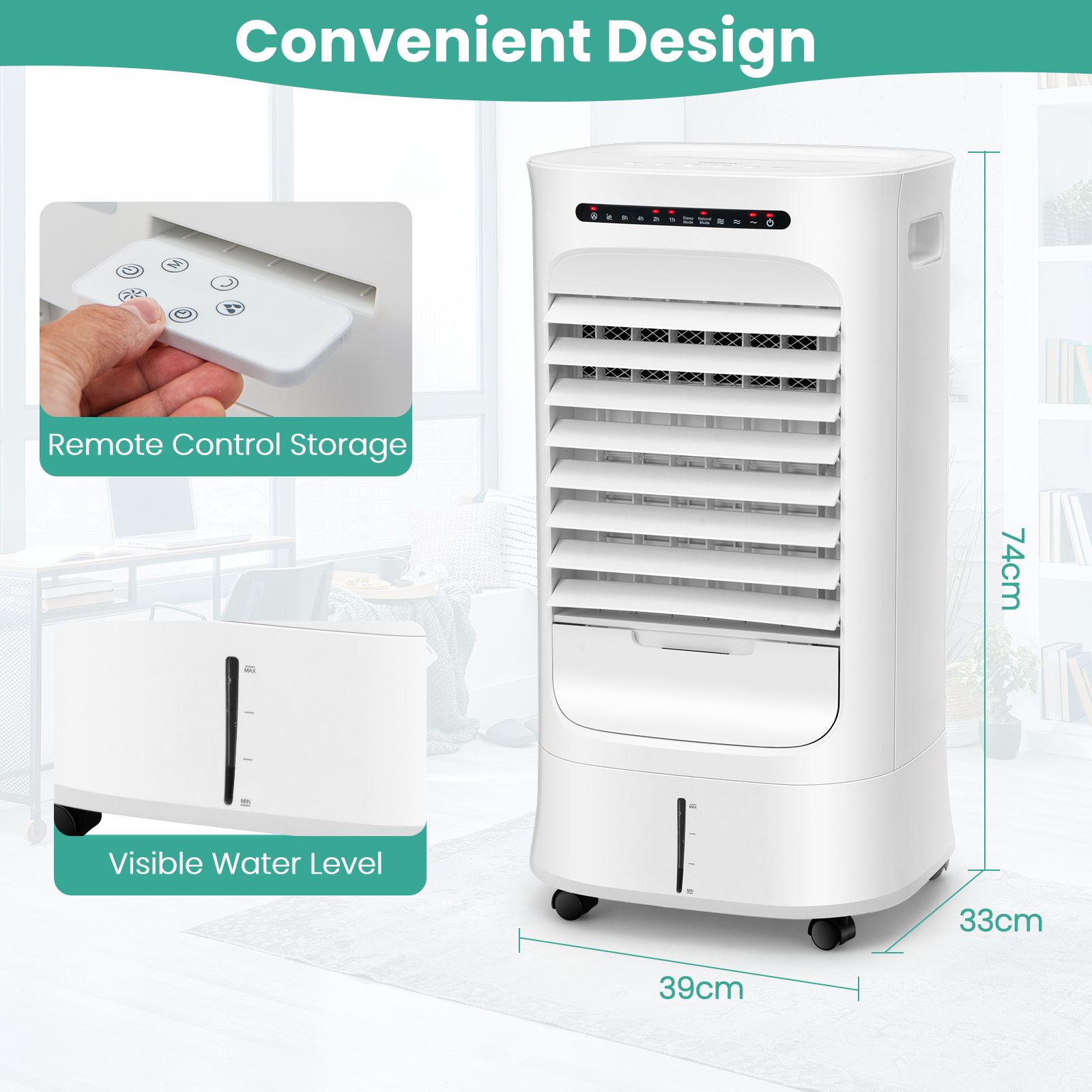 3-in-1 Evaporative Air Cooler with Fan and Humidifier — image 4