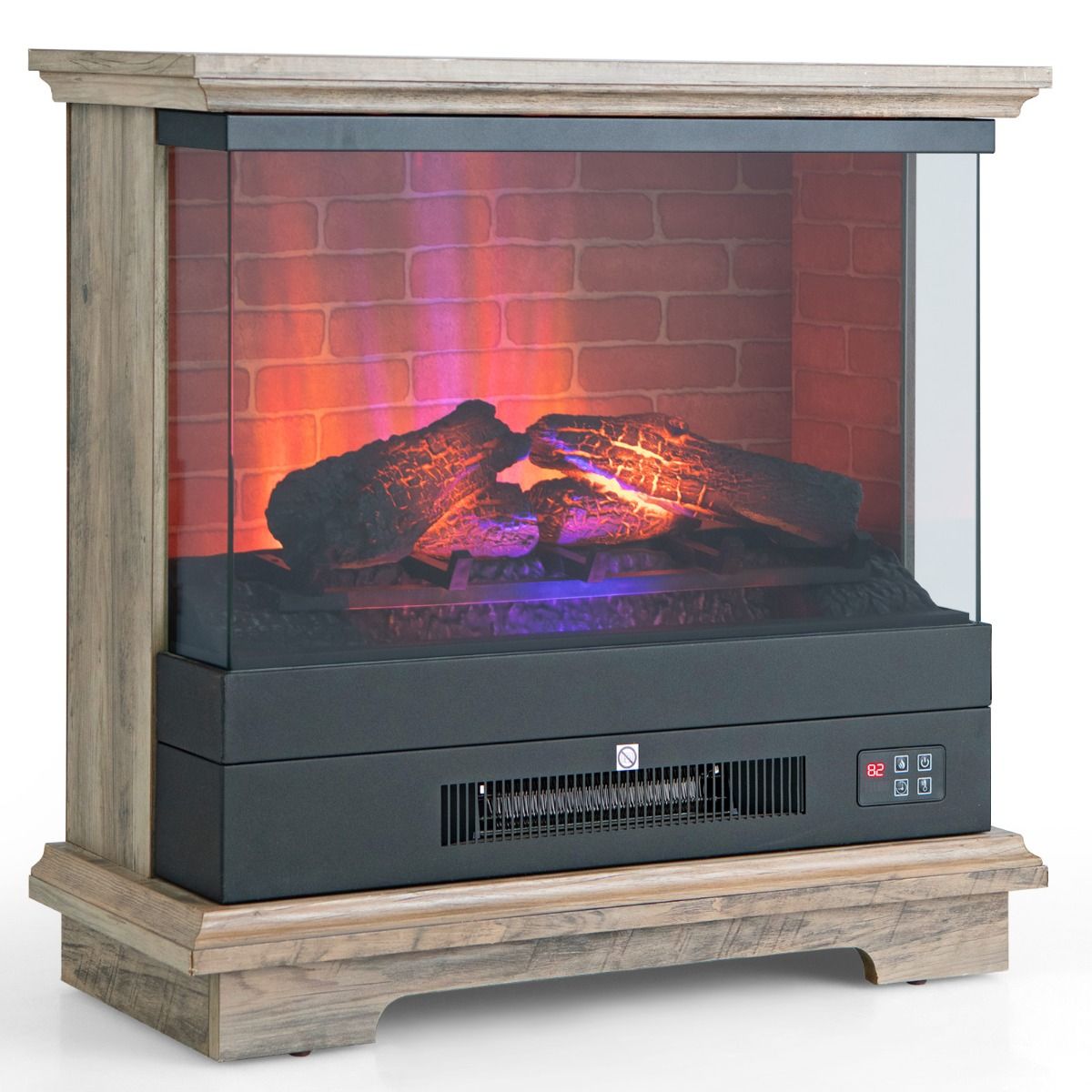 Costway freestanding electric fire with remote, adjustable brightness