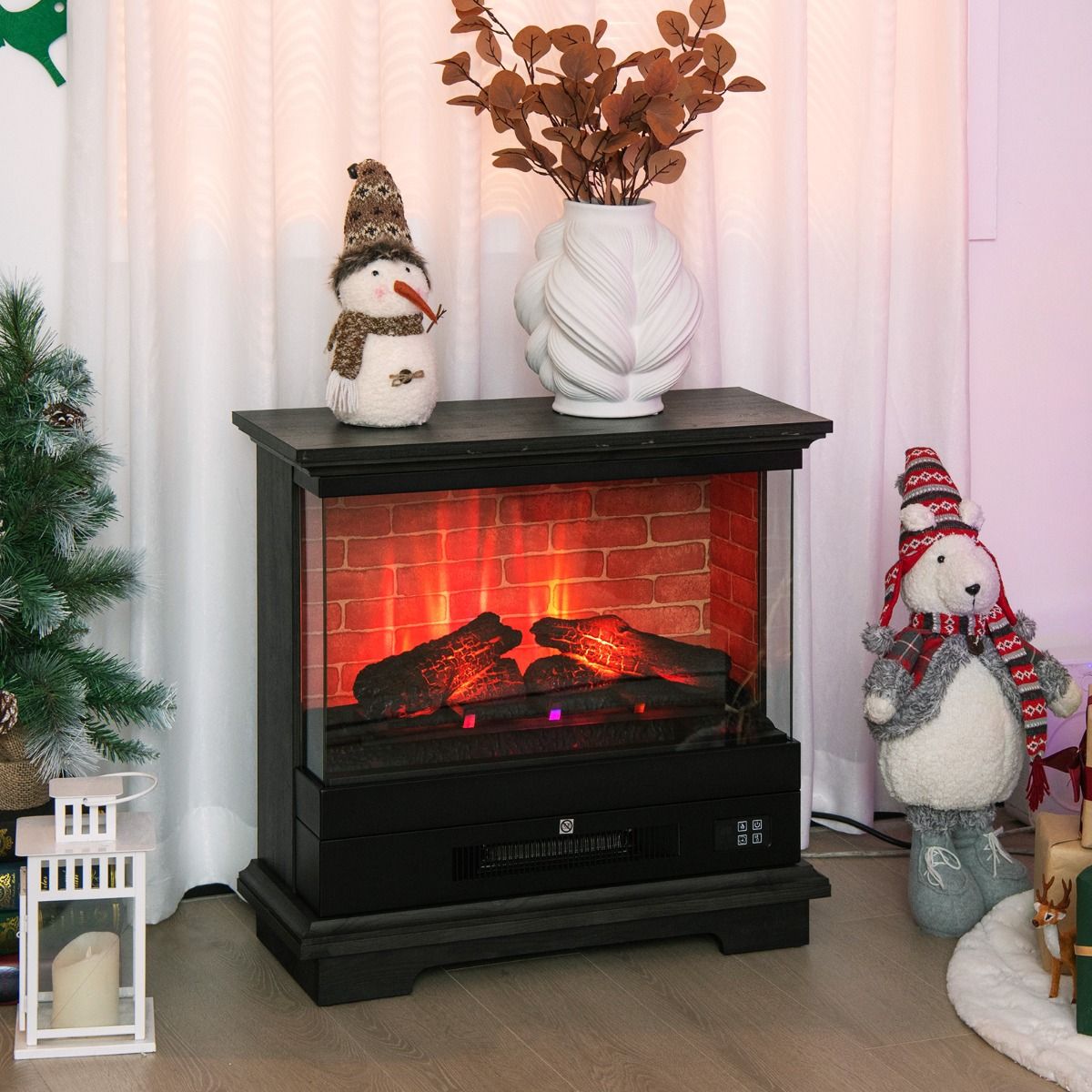 2000W Electric Fireplace Heater with 3-Level Vivid Flame — image 4