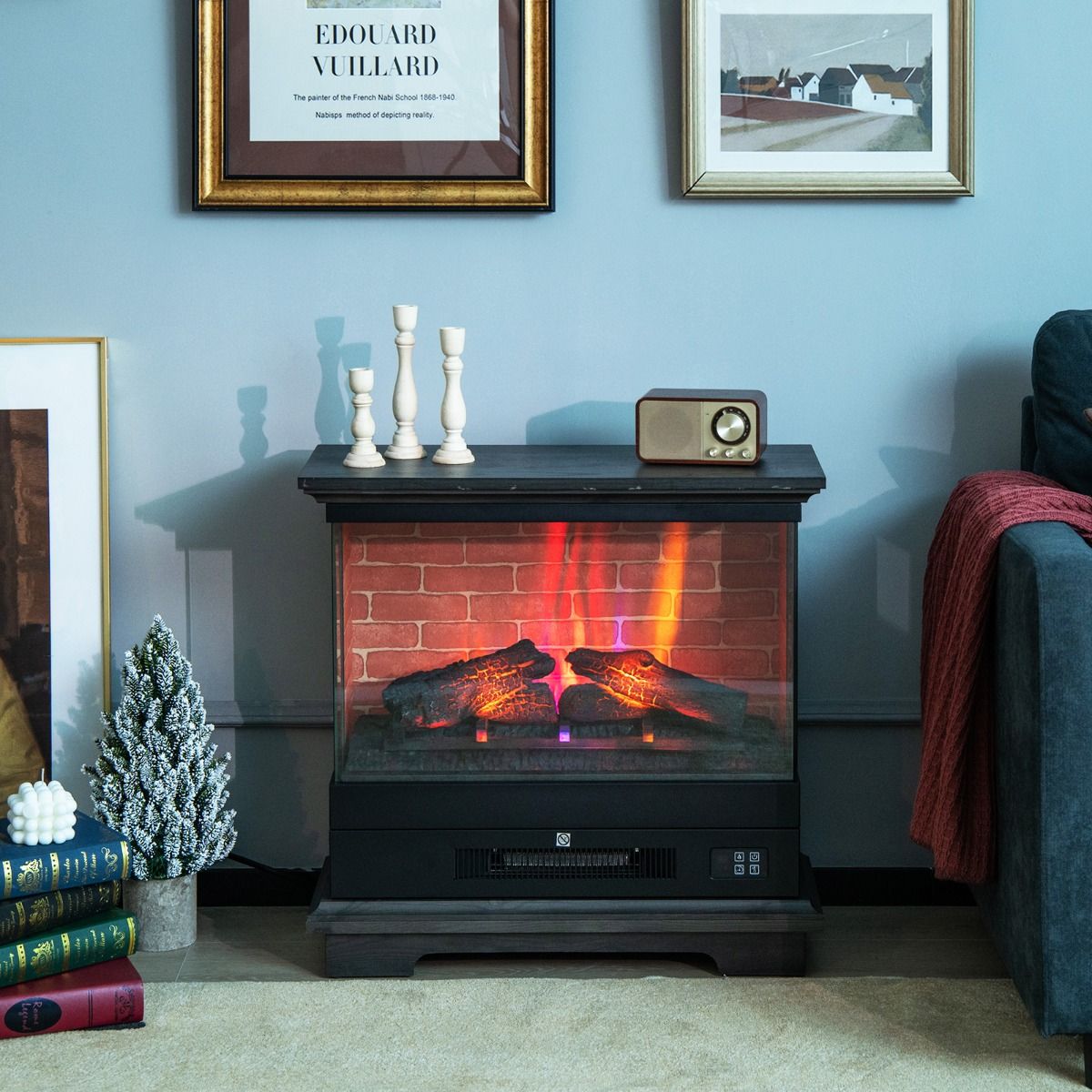 2000W Electric Fireplace Heater with 3-Level Vivid Flame — image 5