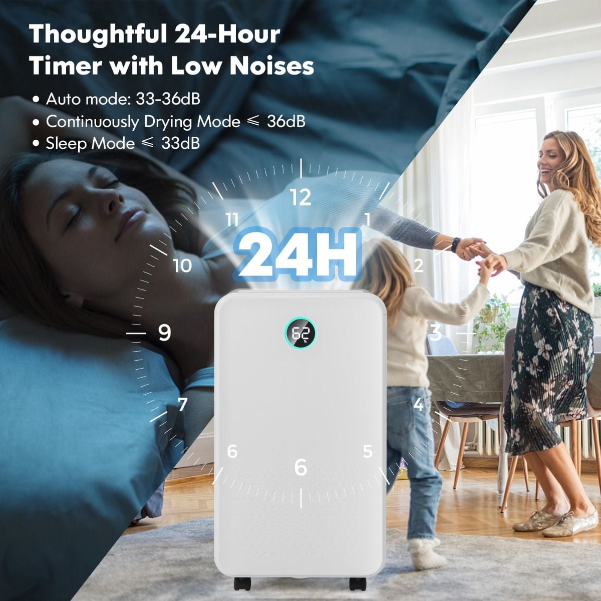 Portable 12L Dehumidifier with 3 Modes and 24H Timer — image 3