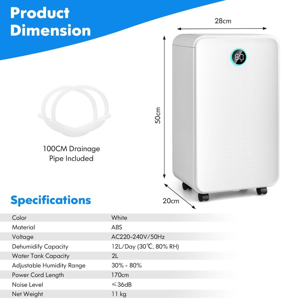 Portable 12L Dehumidifier with 3 Modes and 24H Timer — image 4