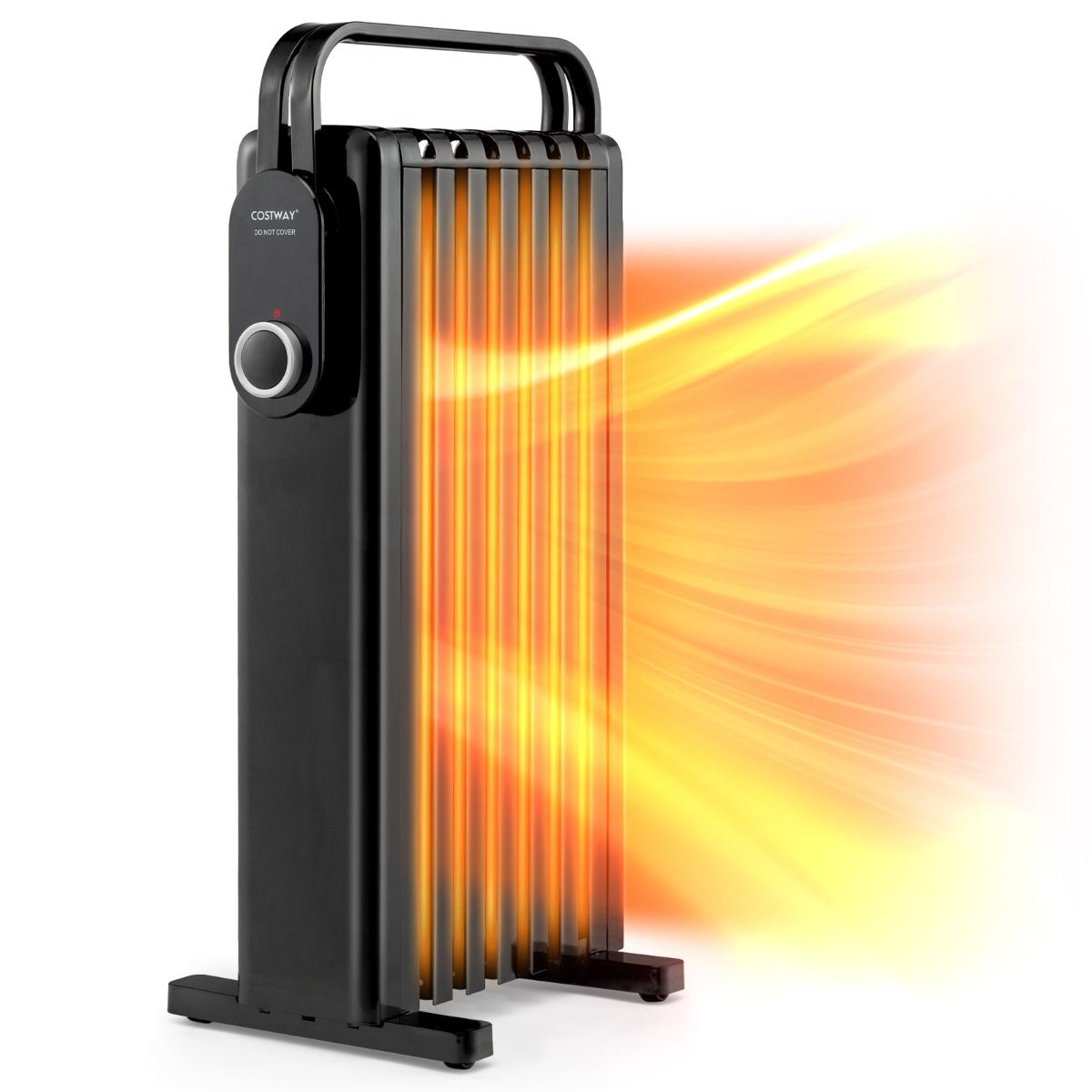 Costway oil filled radiator with control knob, side view