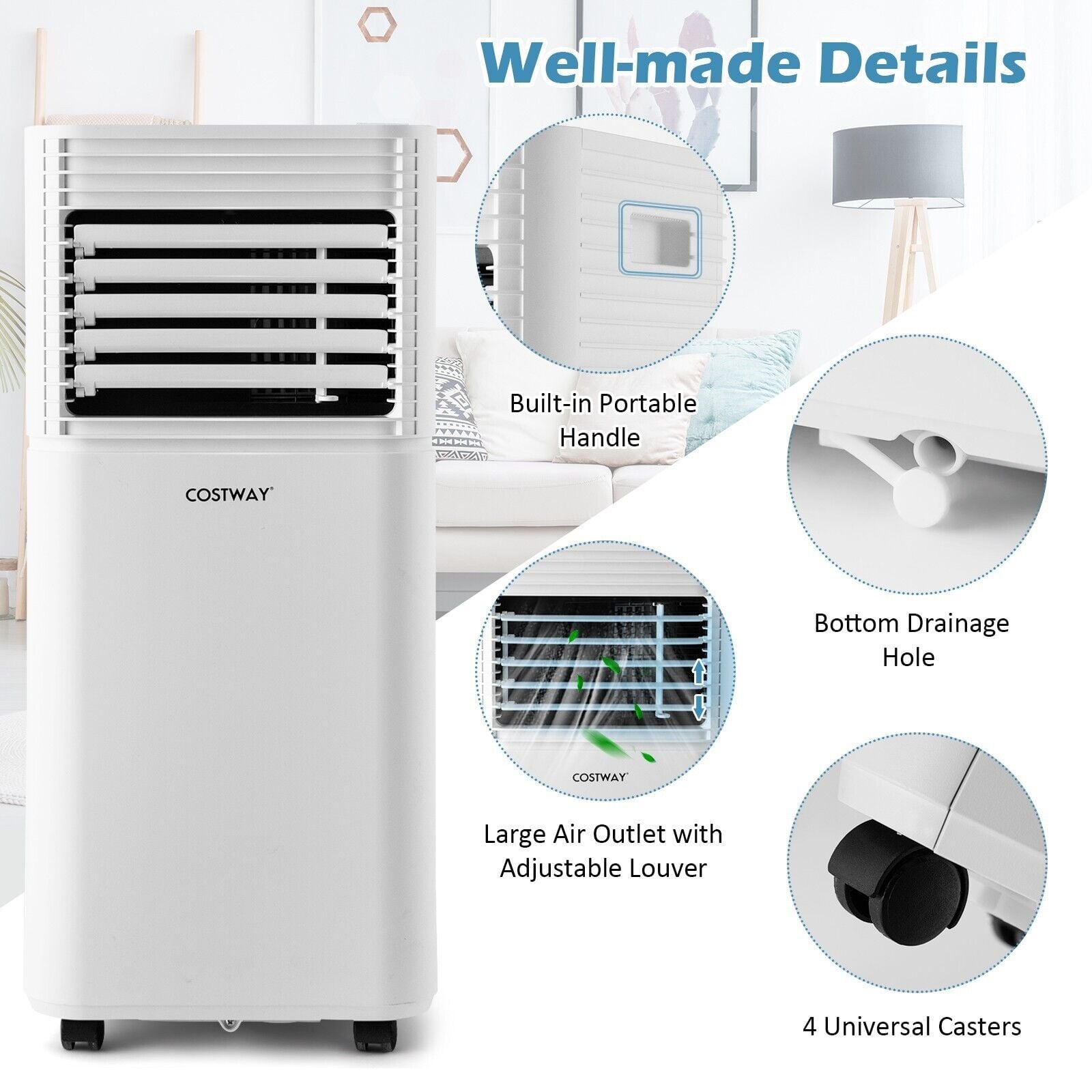 9000 BTU 3-in-1 Portable Air Conditioner with Fan and Dehumidifier Mode — image 5