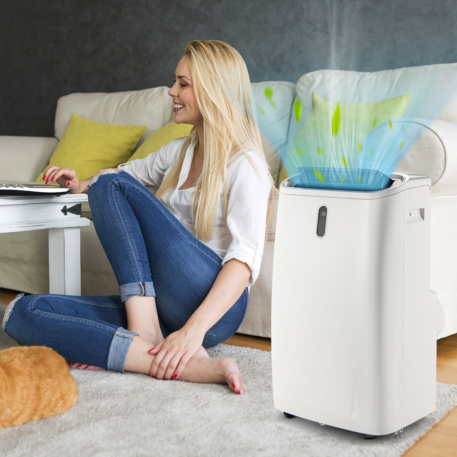 Costway 12000 BTU 4-in-1 portable air conditioner, white, front view