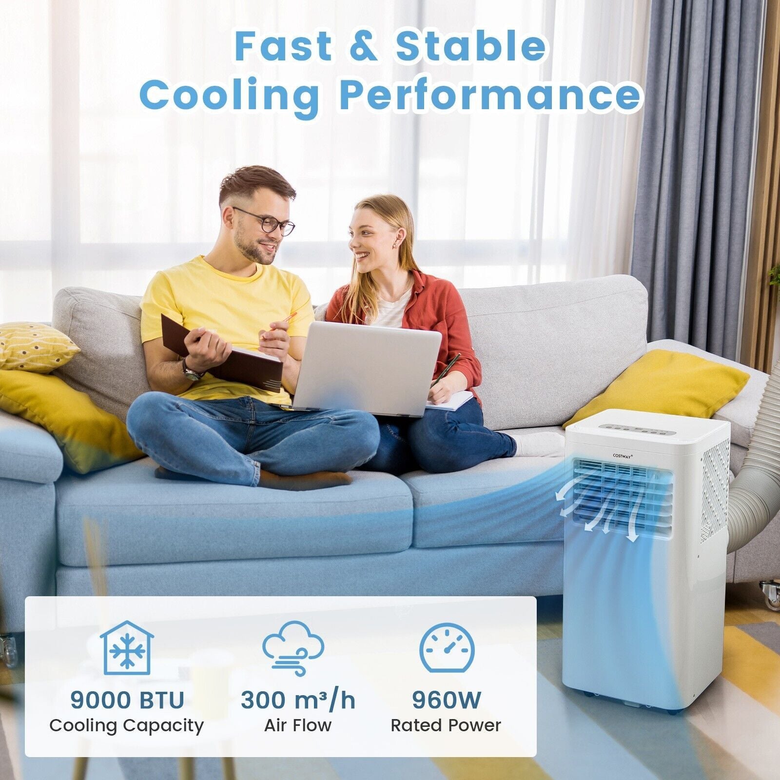 Costway 9000 BTU air conditioner LED panel and remote control