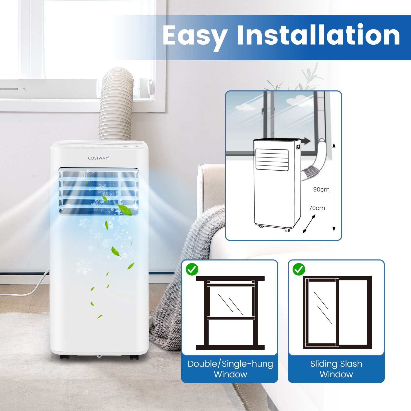 7000/9000 BTU 4-in-1 Portable Air Conditioner with Remote Control — image 4