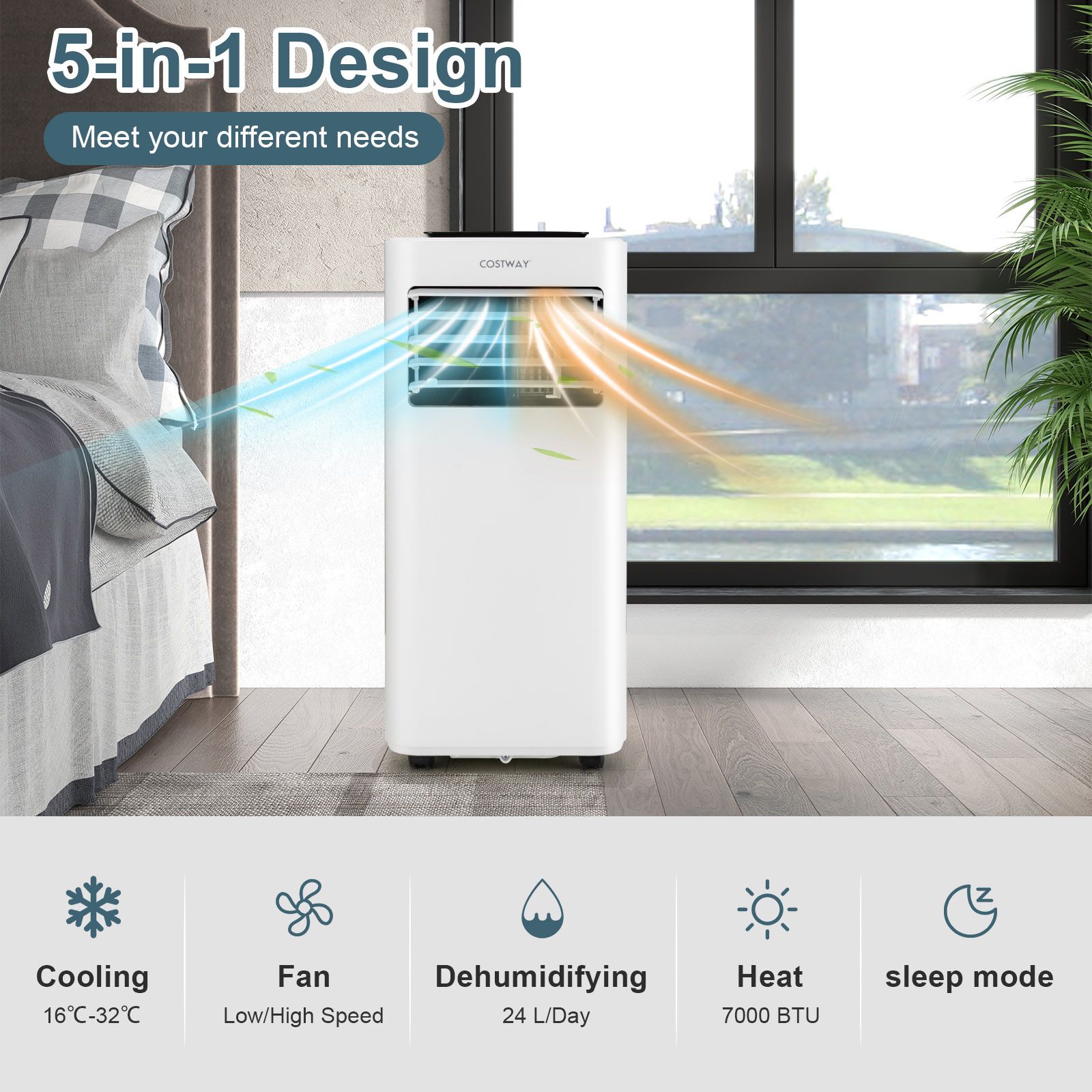 7000/9000 BTU 4-in-1 Portable Air Conditioner with Remote Control — image 5