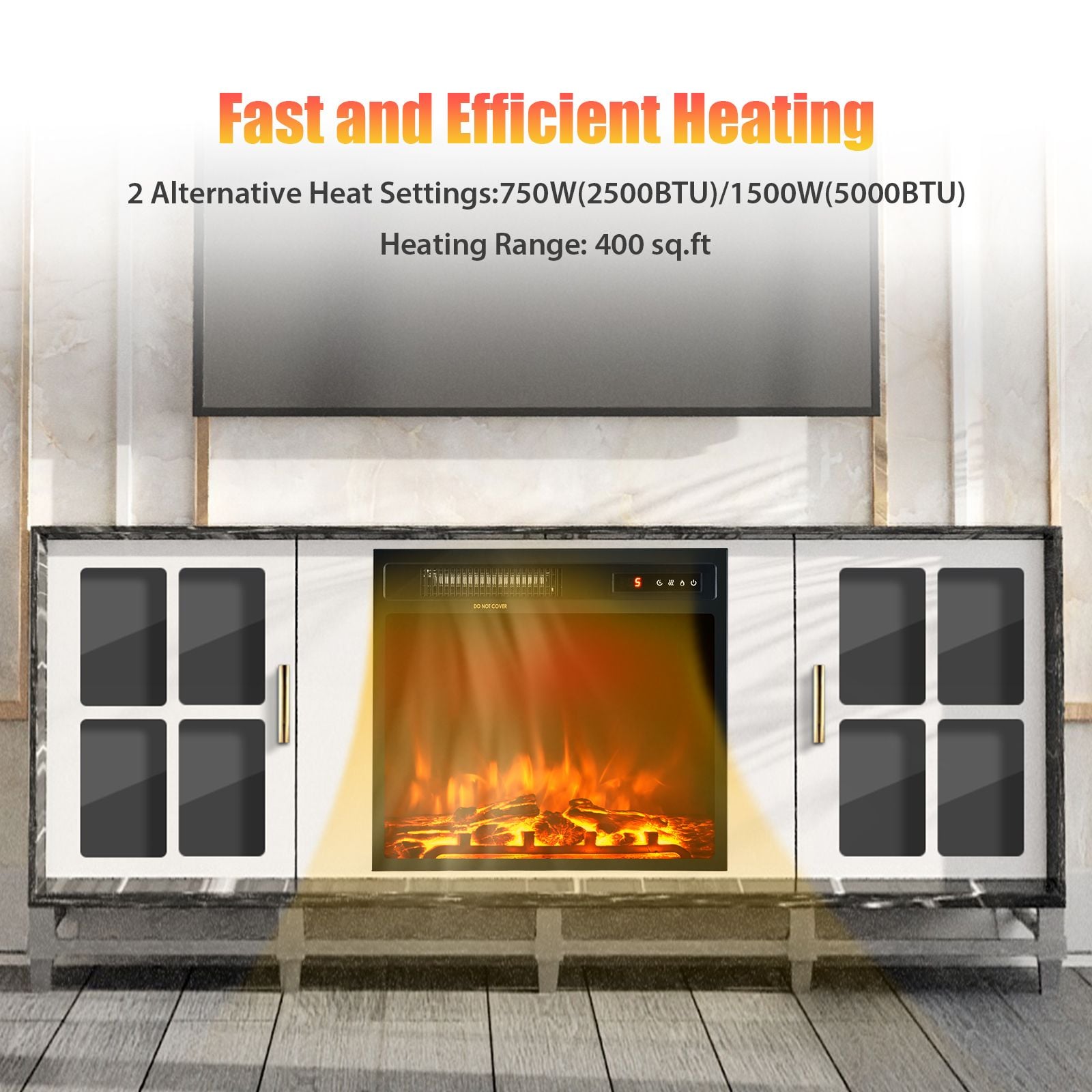 45cm Electric Fireplace 1500W with Remote Control and Adjustable Flame — image 6