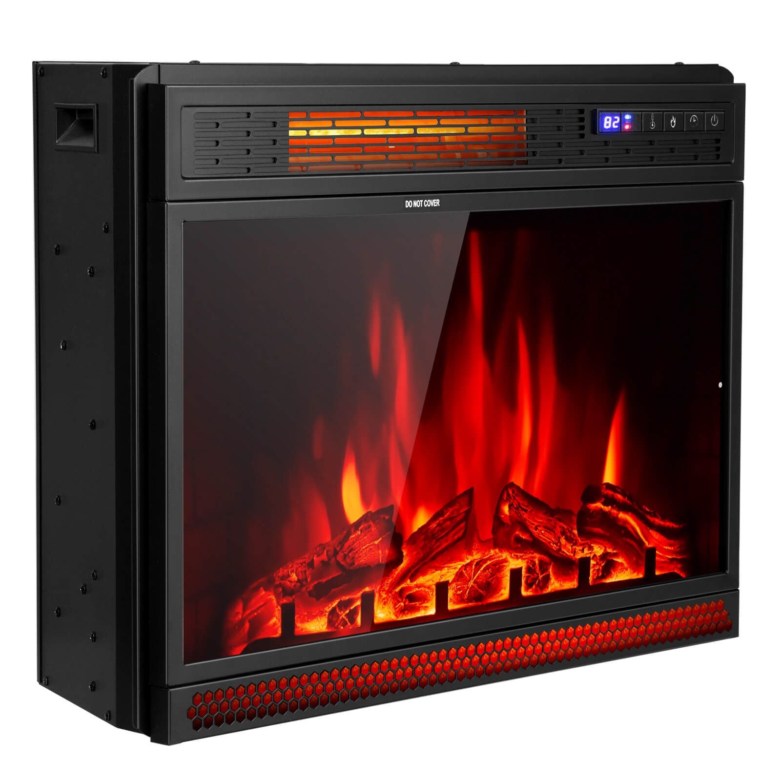Costway 64cm wall-mounted electric fireplace, black, flame effect