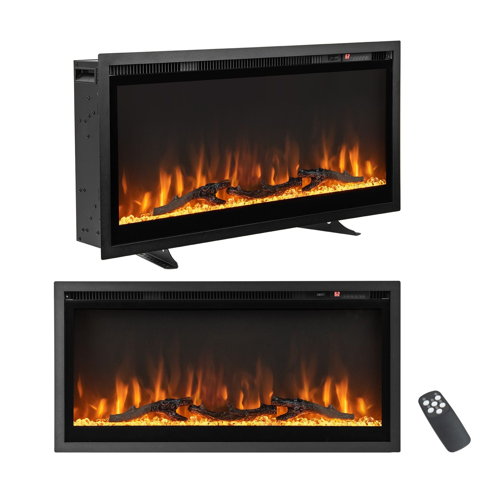 36"/91cm Linear Electric Fireplace with Log and Crystal Decor and Remote Contro — image 5