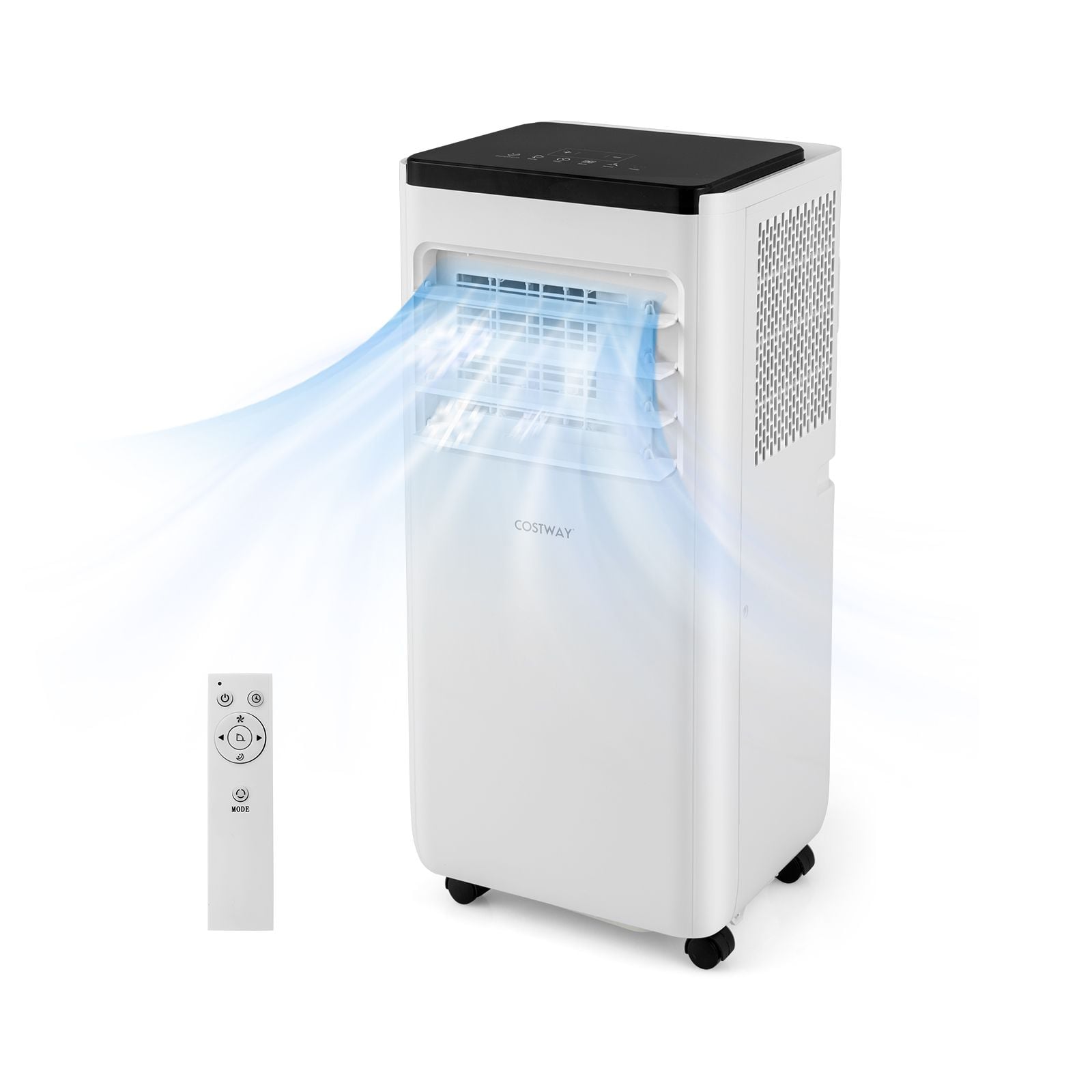 White Costway 7000 BTU portable AC, cool dehumidify purify