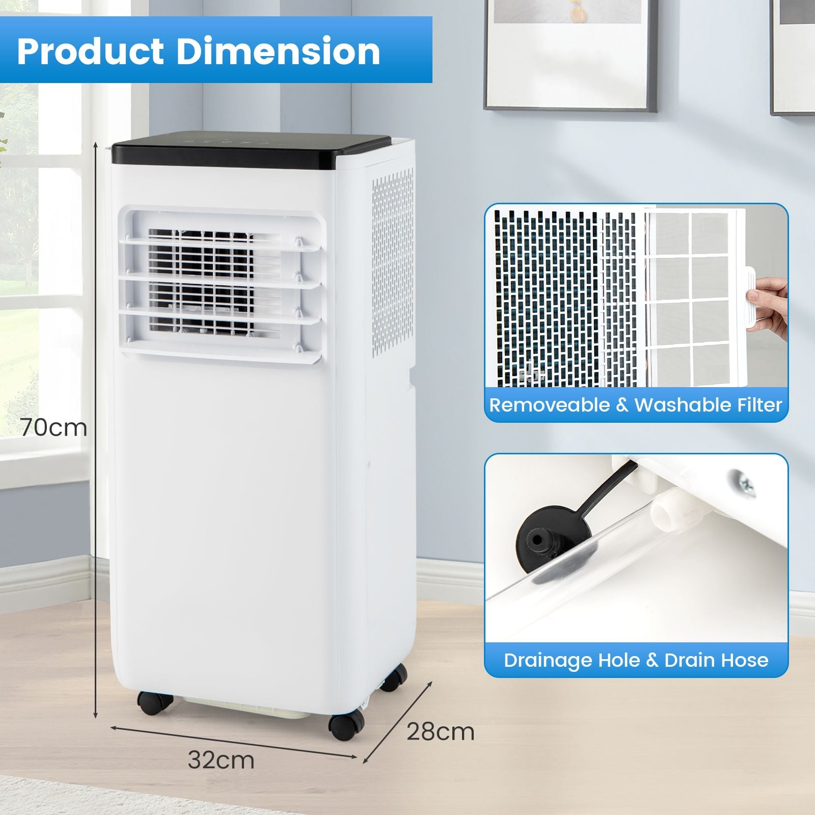 7000 BTU Portable Air Conditioner with Remote and Window Vent Kit — image 4