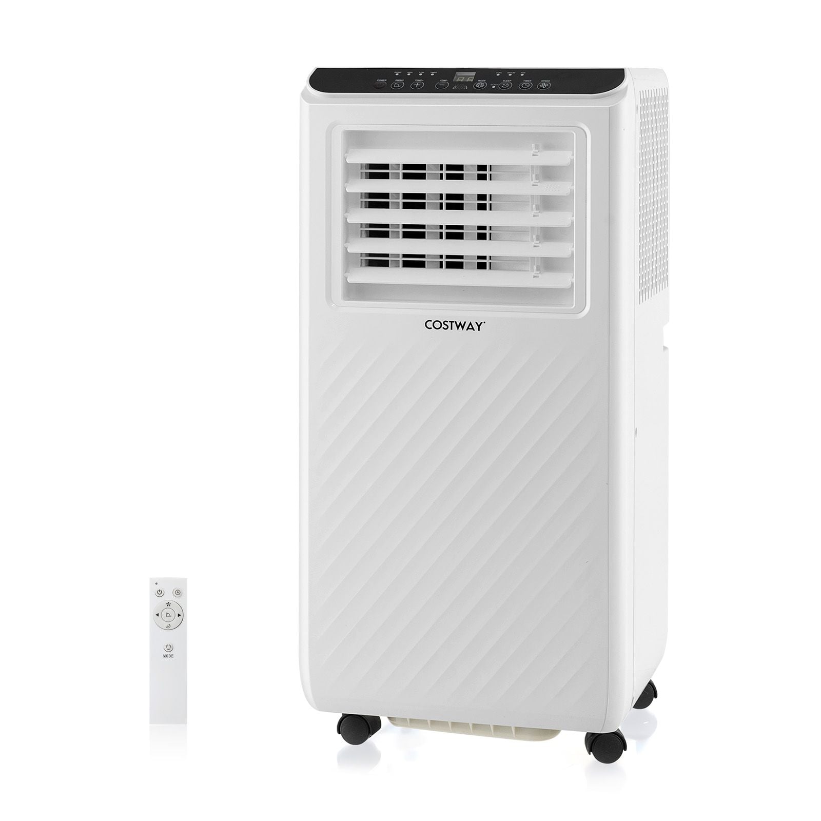 White Costway 7000 BTU portable AC with washable filter and remote