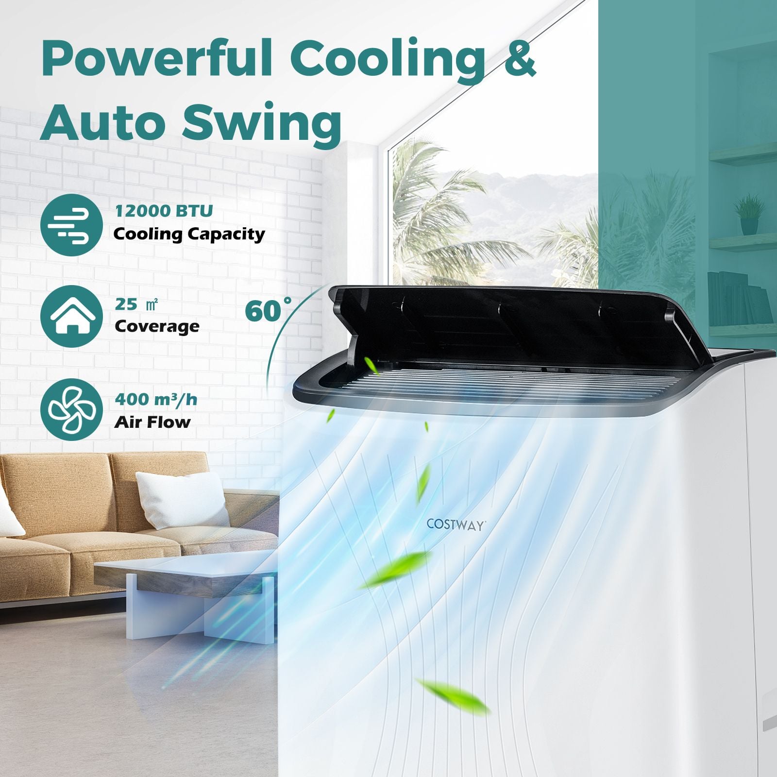 Costway 5-mode portable air con with exhaust hose and remote