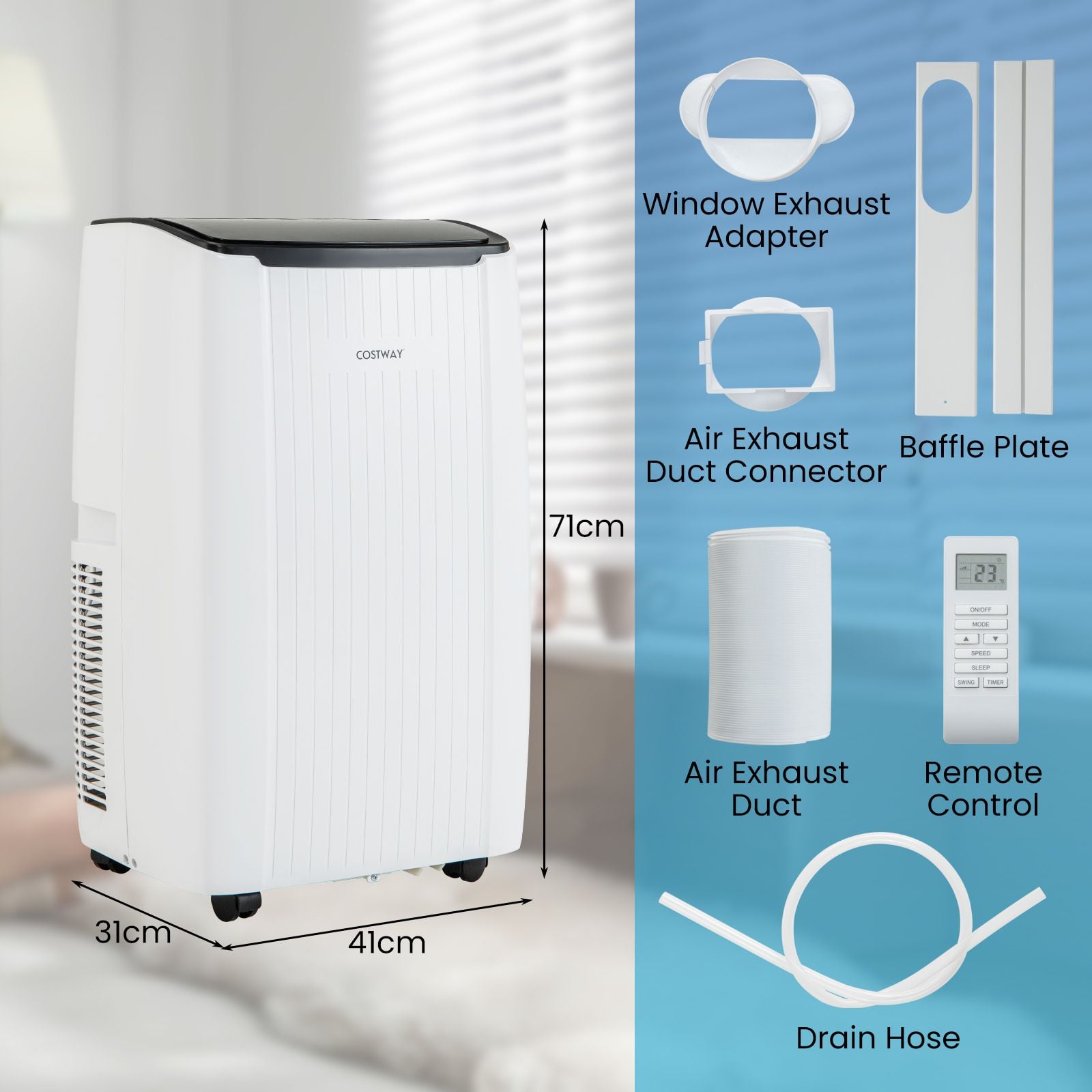 12000 BTU 4-in-1 Portable Air Conditioner with Heater Fan and Dehumidifier — image 4