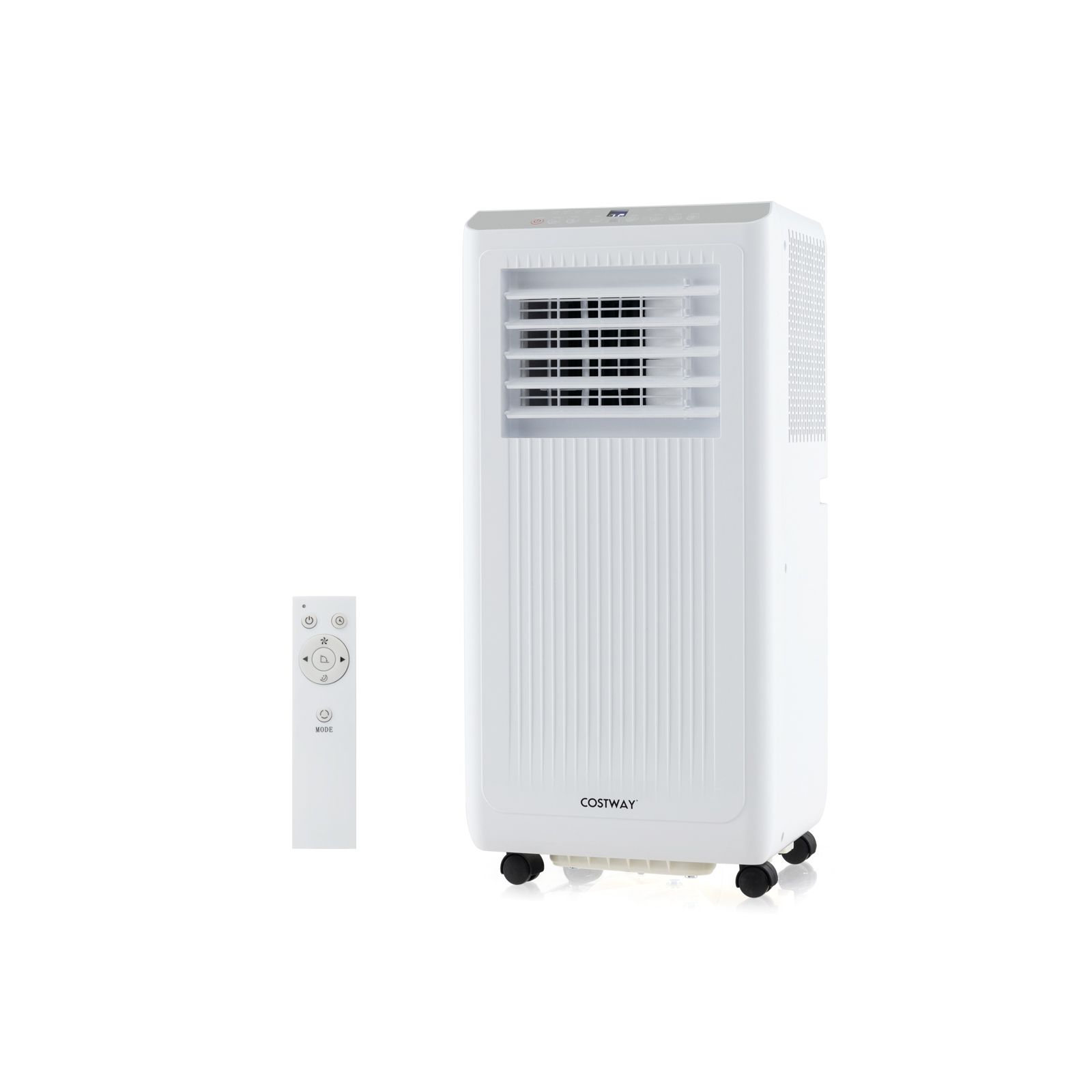 White Costway 7000 BTU portable AC with sleep mode and window kit