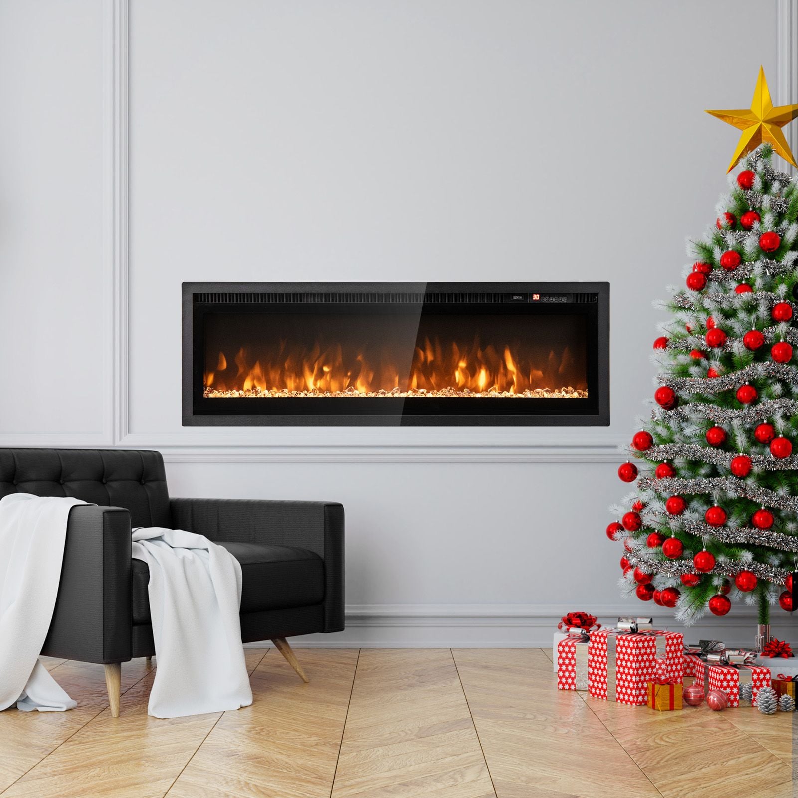 102/127 cm Wall Mounted Recessed Freestanding Electric Fireplace — image 3