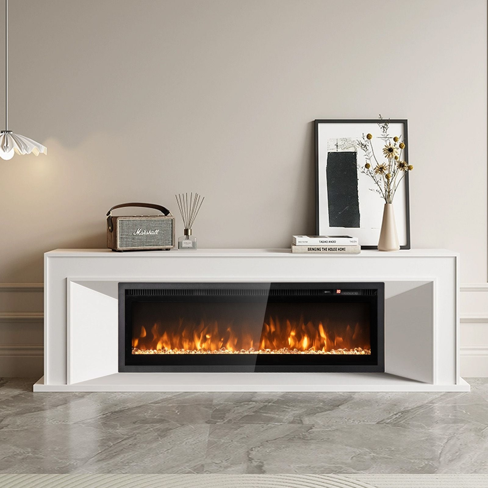 102/127 cm Wall Mounted Recessed Freestanding Electric Fireplace — image 4