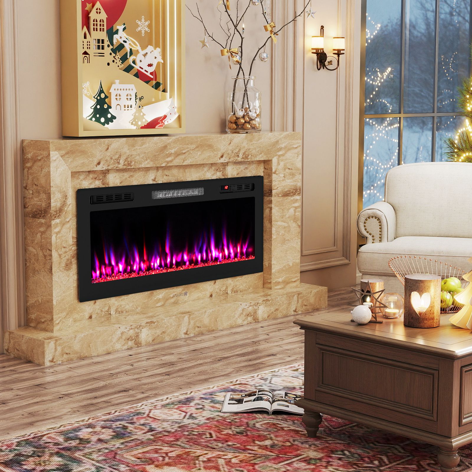 WiFi-Enabled Electric Fireplace Compatible with Alexa and Google Assistant — image 3