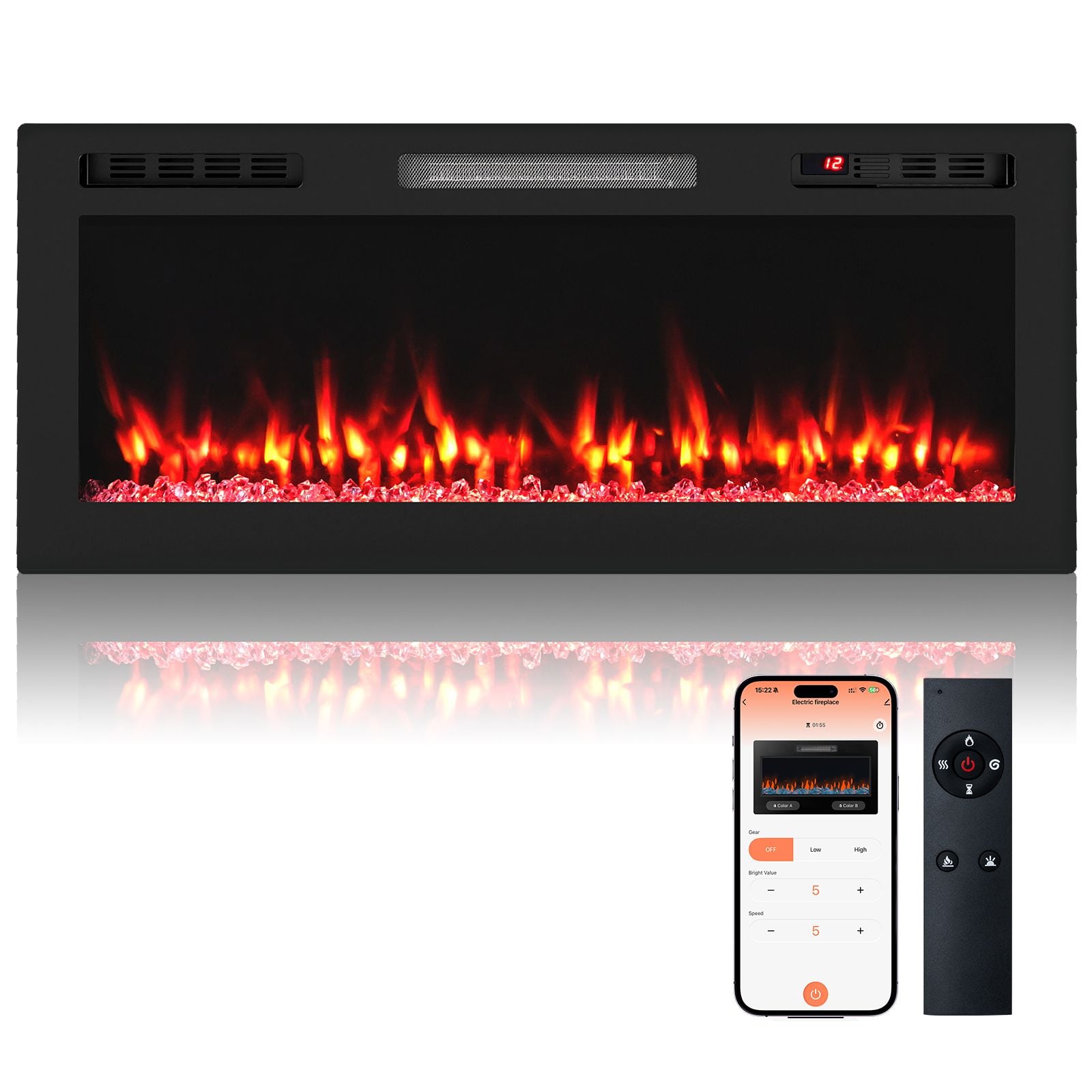 WiFi-Enabled Electric Fireplace Compatible with Alexa and Google Assistant — image 5