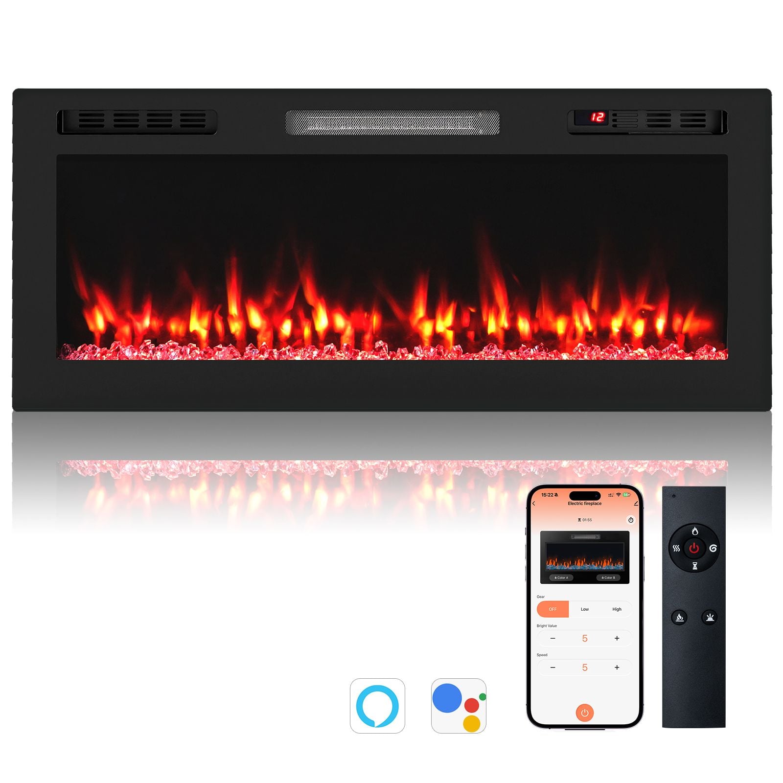 WiFi-Enabled Electric Fireplace Compatible with Alexa and Google Assistant — image 6