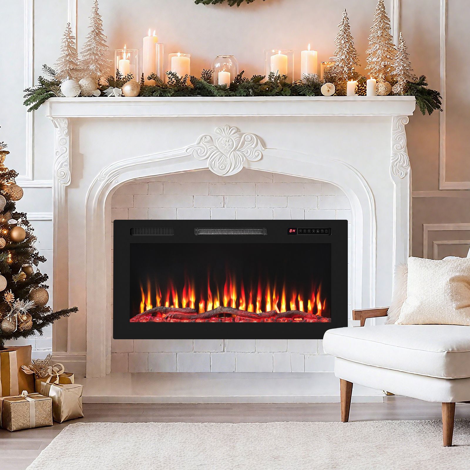 91cm Electric Fireplace with Remote and Multicolour Flame — image 3
