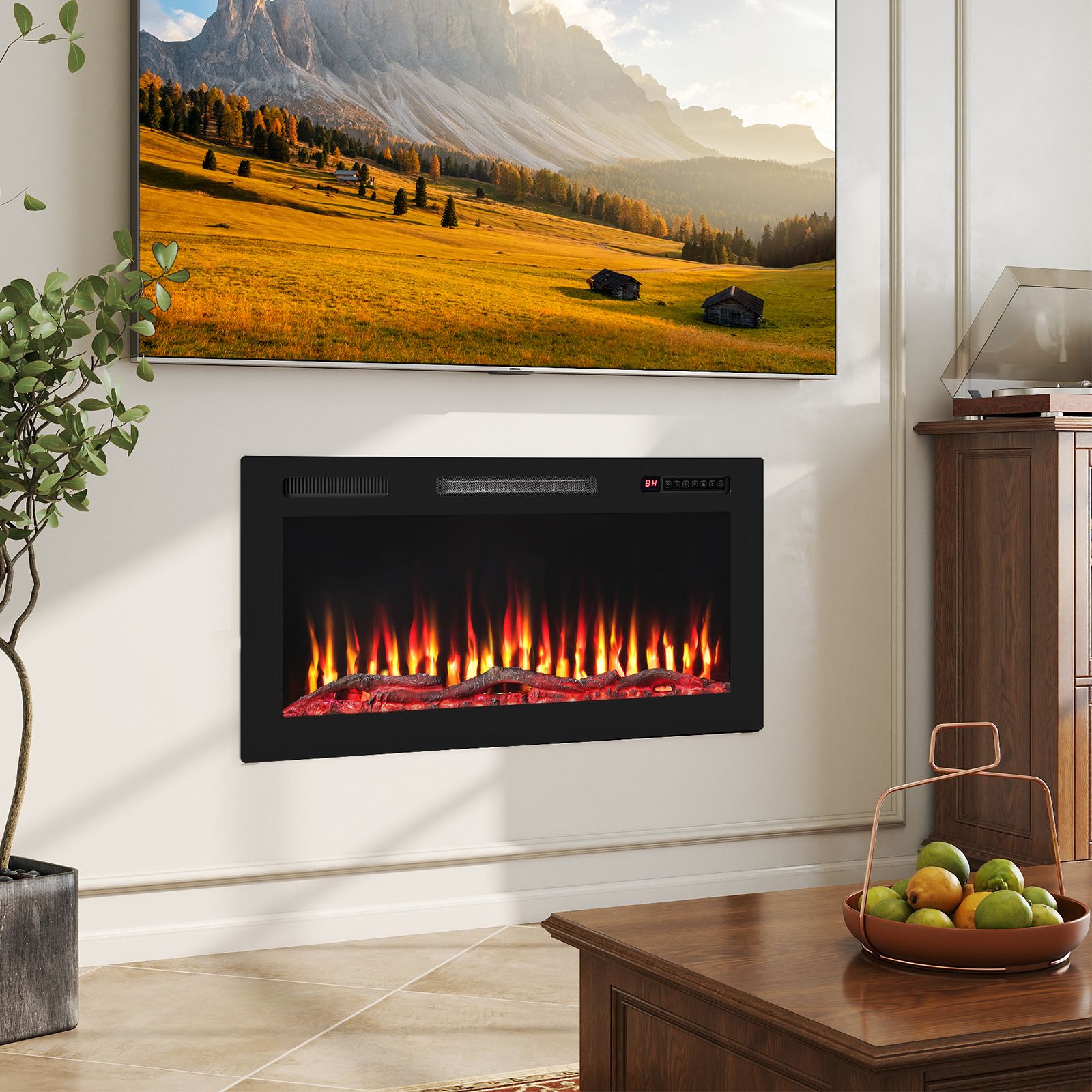 91cm Electric Fireplace with Remote and Multicolour Flame — image 4