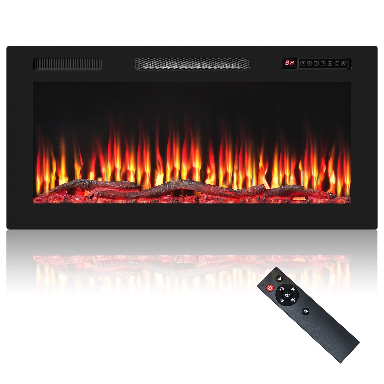 91cm Electric Fireplace with Remote and Multicolour Flame — image 5