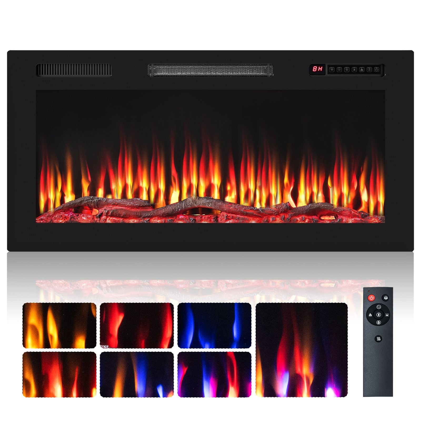 91cm Electric Fireplace with Remote and Multicolour Flame — image 6